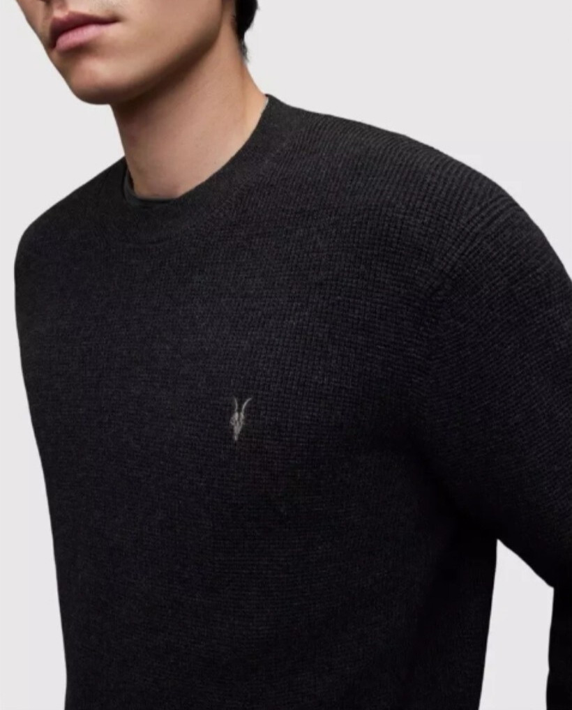 AllSaints sweater jumper adult stein crew neck ramskull mens black ivory green