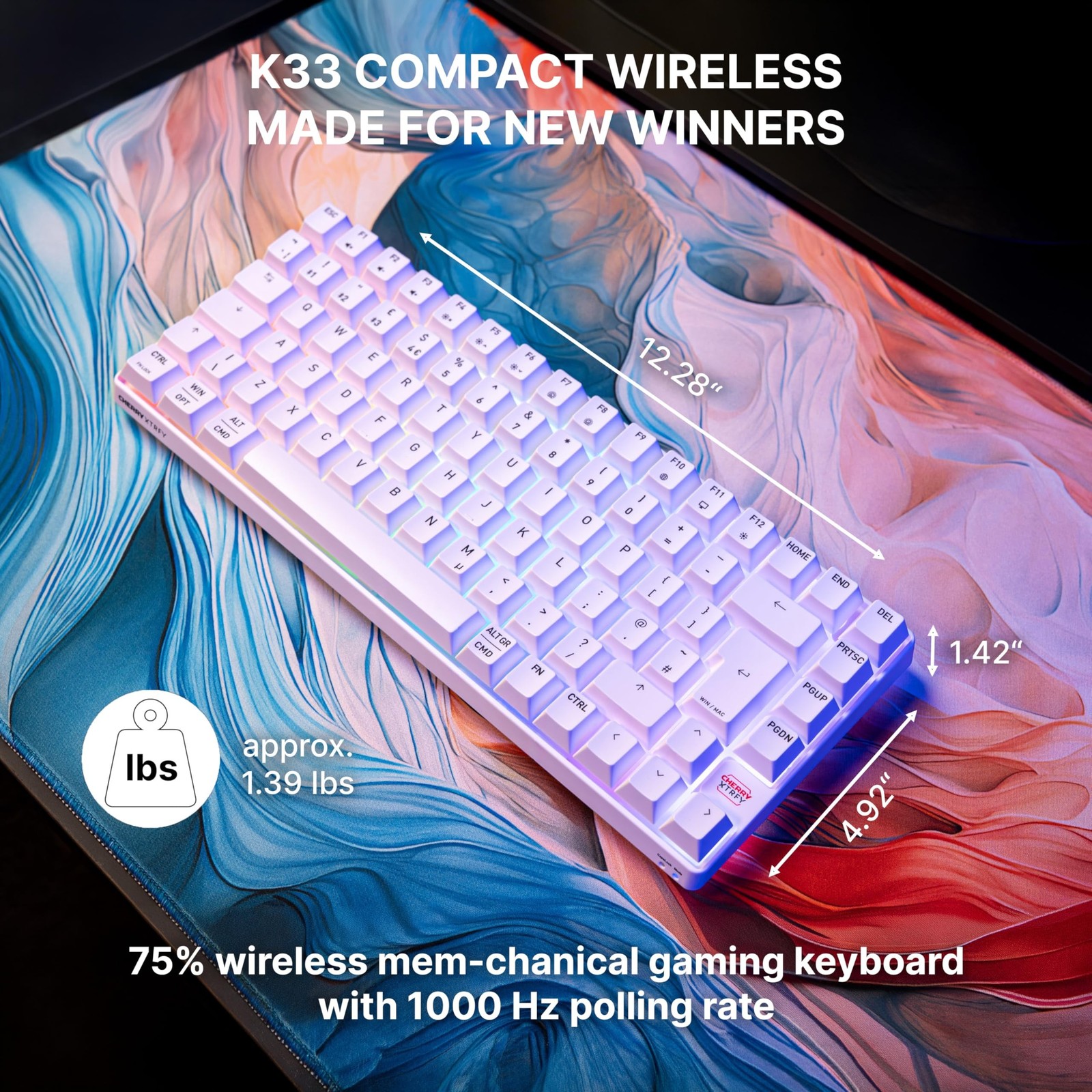 K33 Compact Wireless, 75% Mem-chanical Gaming Keyboard, Multi Device, Bluetoo...