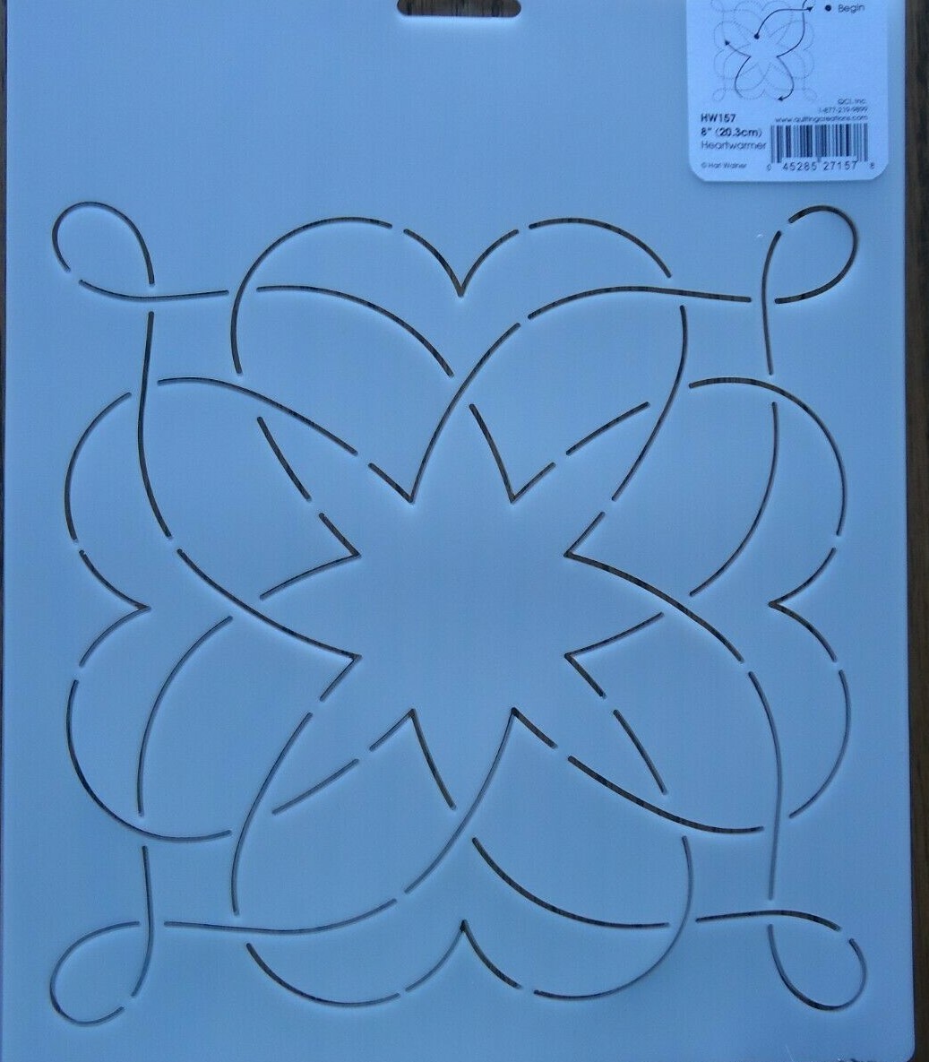 Stencil Quilting HW157 Heartwarmer quilt QC 8" 20.3cm template stitch sew CL