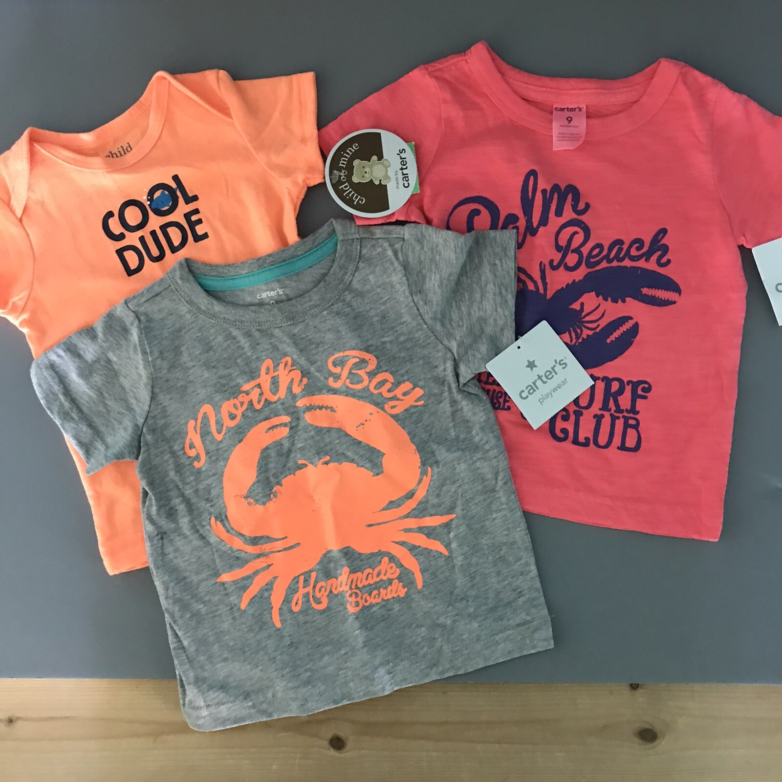 Carter’s Infant Palm Tree Short Sleeve Jersey Graphic T-Shirt 6-9M Set Of 3