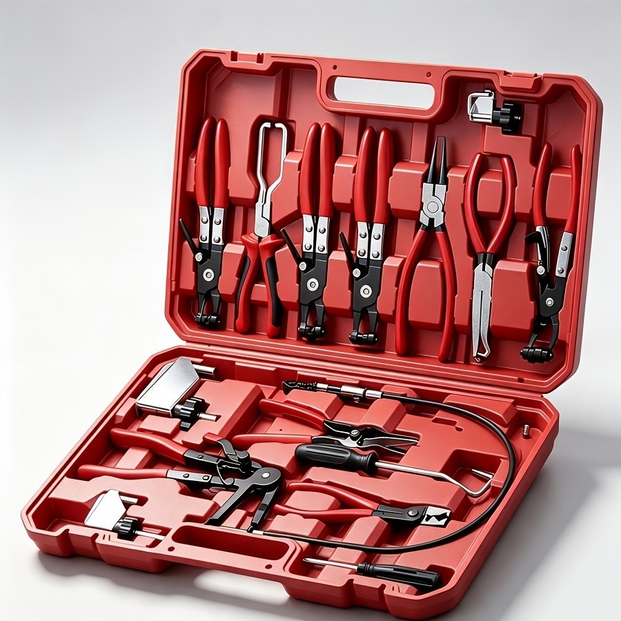 16pcs Hose Clamp Pliers Set, Long Handle Hose Clamp Tool Remover, Suitable for W