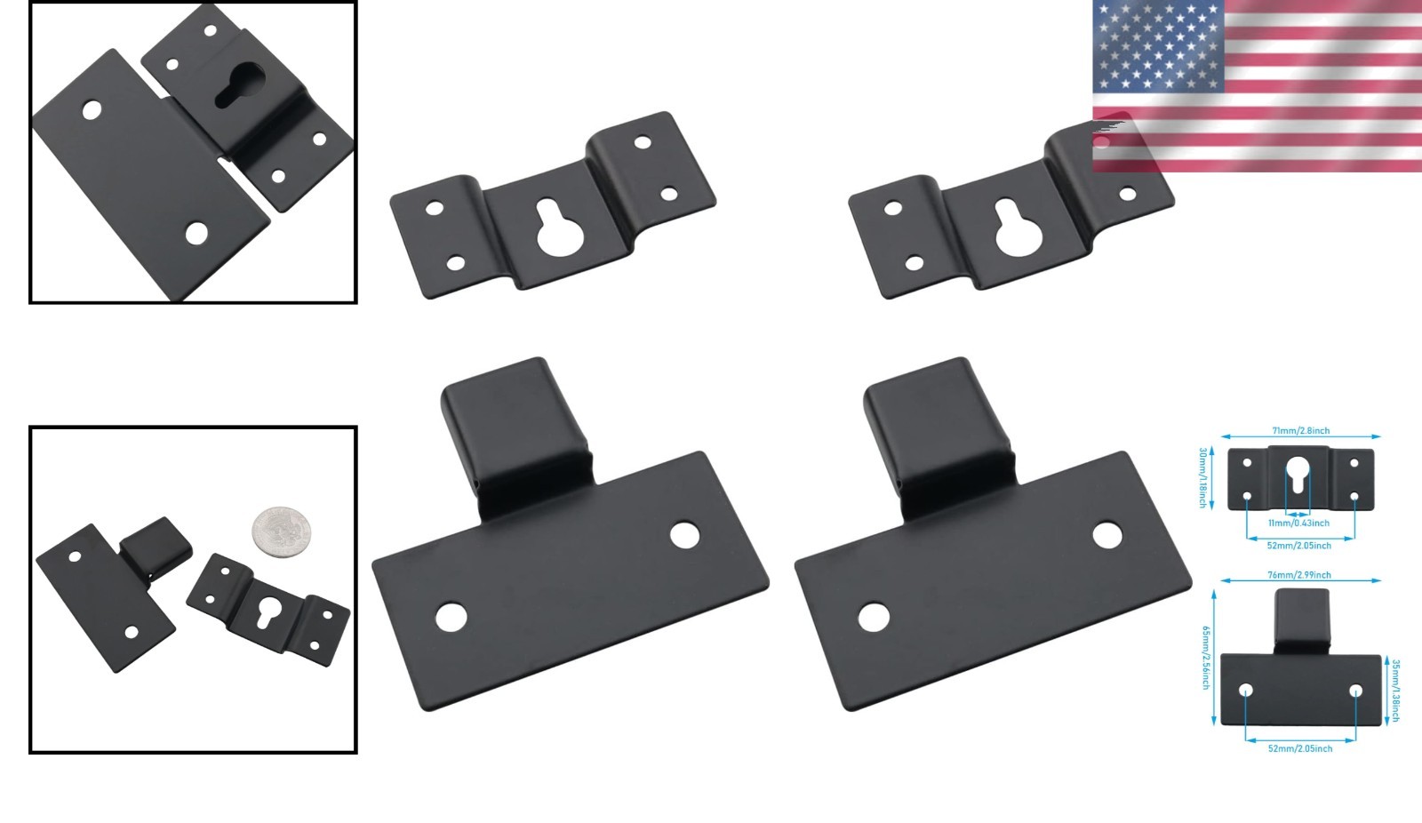 2 Sets Heavy-Duty Wall Mount Speaker Hangers - Rust-Resistant Brackets for Audio