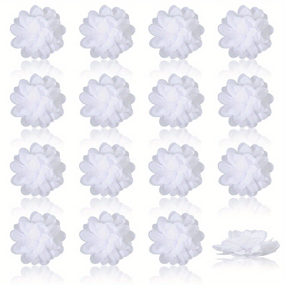 16pcs Felt Hair Finding Flower for Hair Pin Clothing White 66~70x23~24mm Craft