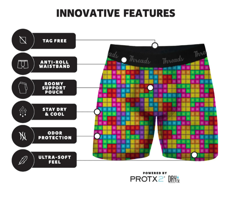 Threads Mens Performance Boxer Briefs 3-Pack 6” Nylon Brief S-XXL Geometric