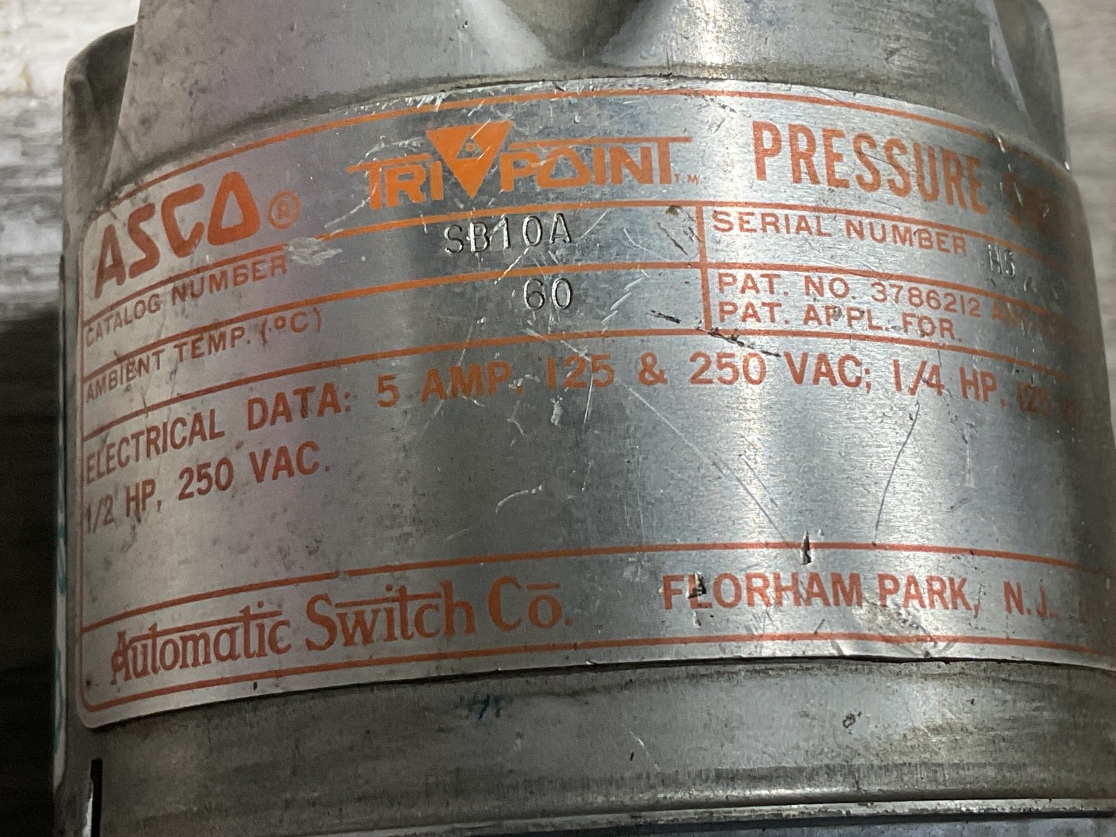 Asco Tripoint SB10A Pressure Switch #313H15