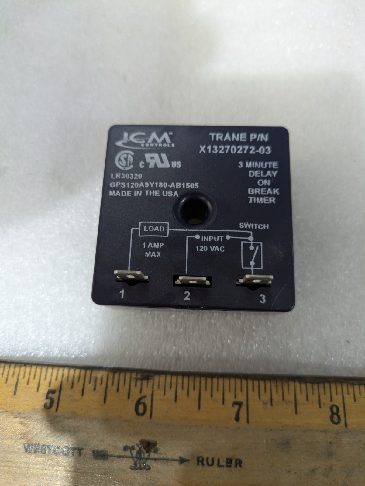 ICM Controls Trane X13270272-03 Time Delay Relay 3 Min Delay On Break 120VAC 1A