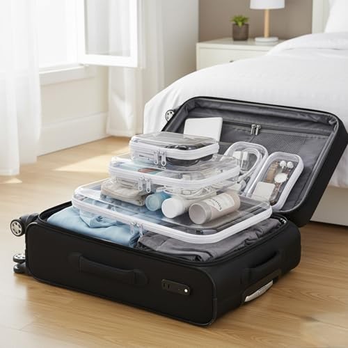 Clear Hard Shell Zipper Pouches - Assorted Small, Medium, Large Sizes - 5