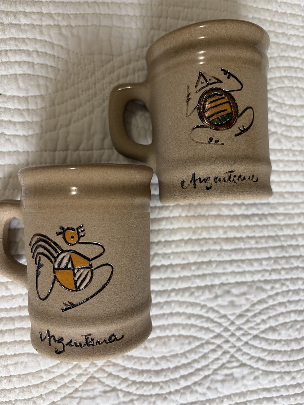 Argentinian Small Souvenir Coffee Cups With Handles X2