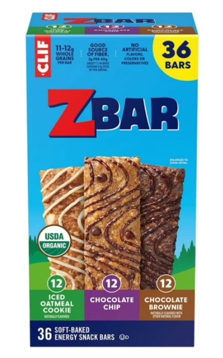 CLIF Kid Organic ZBar Whole Grain Energy Snack, Variety Pack 1.27 oz., 36 ct.