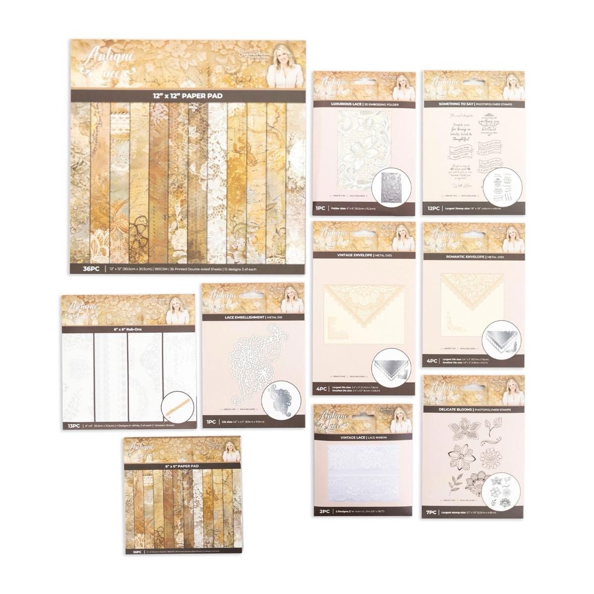 Crafter's Companion Sara Signature Antique Lace Collection Dies Set, Stamp Set