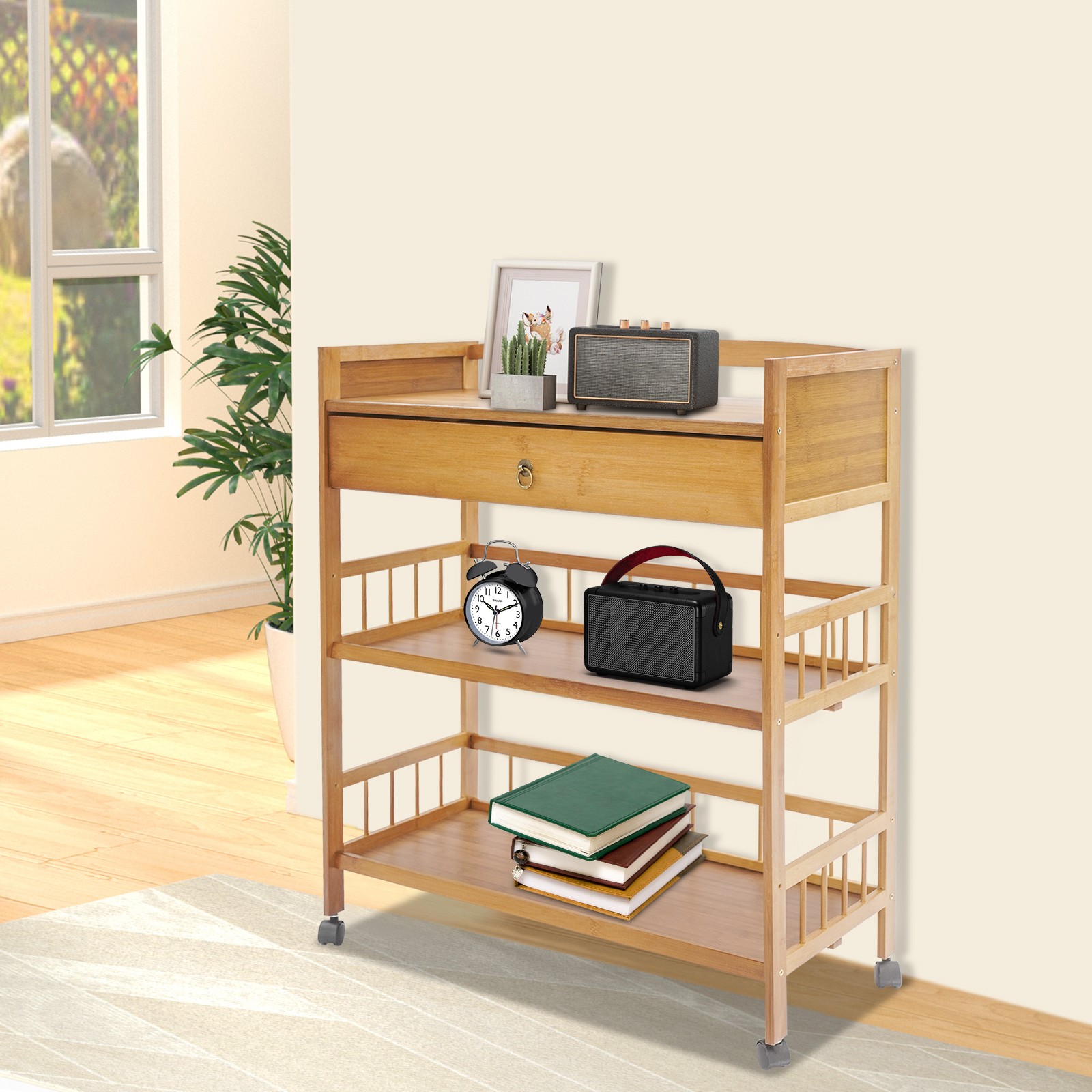 3 Tier Rolling Cart, Kitchen Serving Storage Cart, Storage Organizer Cart
