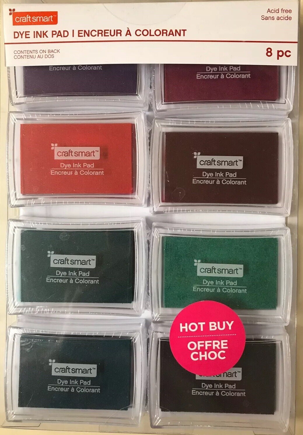 JEWAL DYE INK PADS 8 PC BY CRAFT SMART ~NEW~