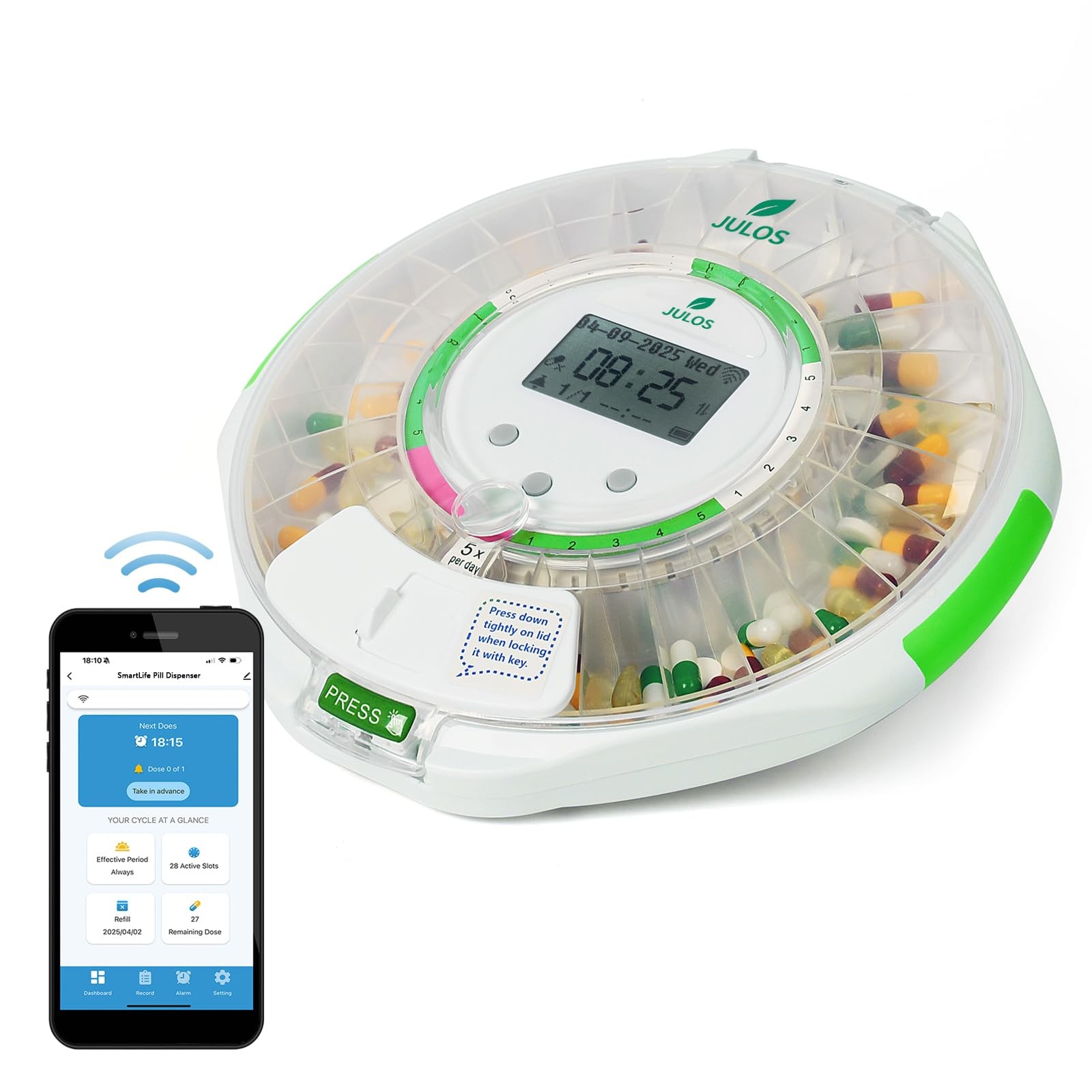 Smart WiFi Automatic Pill Dispenser with Audio/Visual/APP Alerts for Elderly ...
