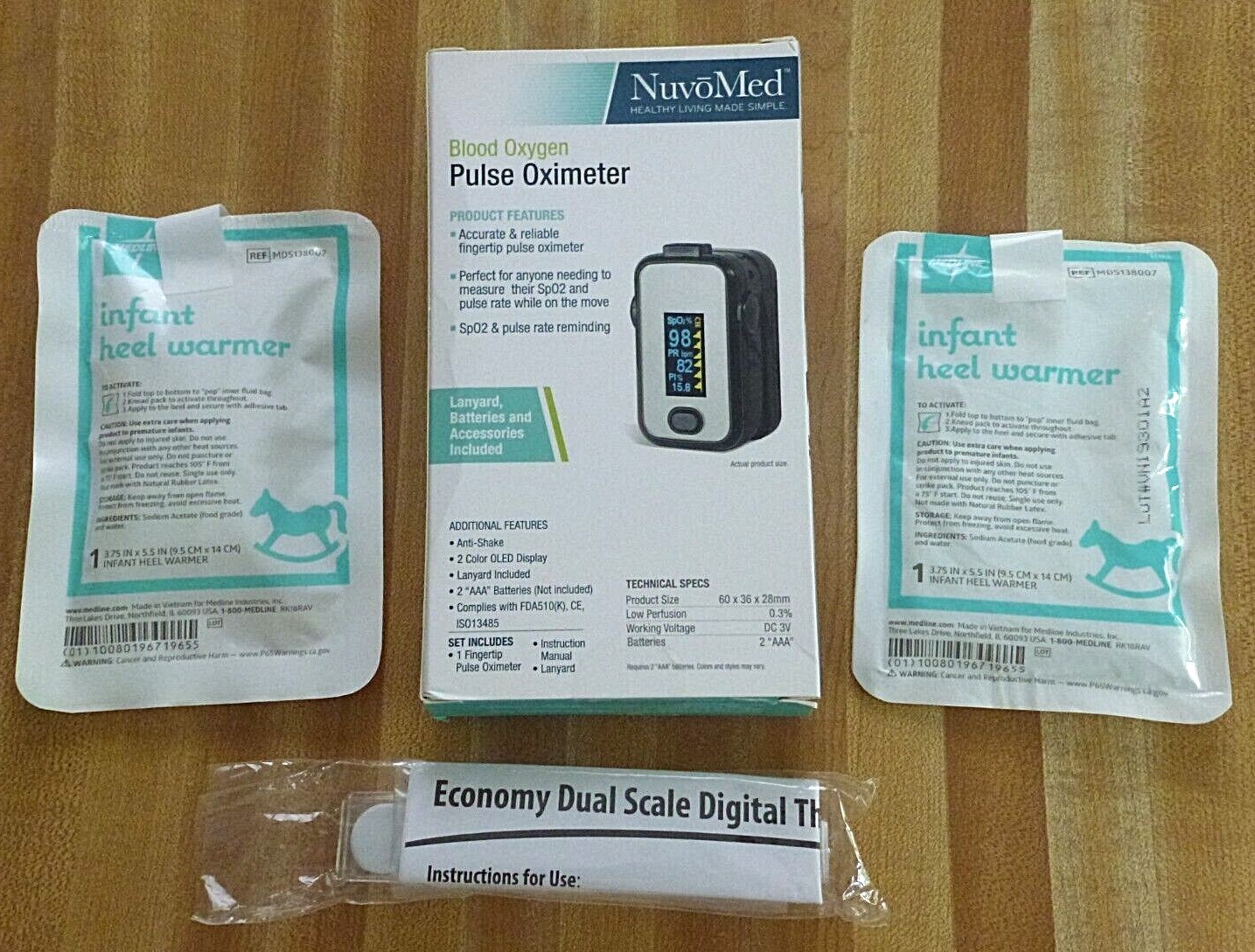 Set Heart Rate Finger Pulse Oximeter SpO2 Monitor Saturation Digital Thermometer