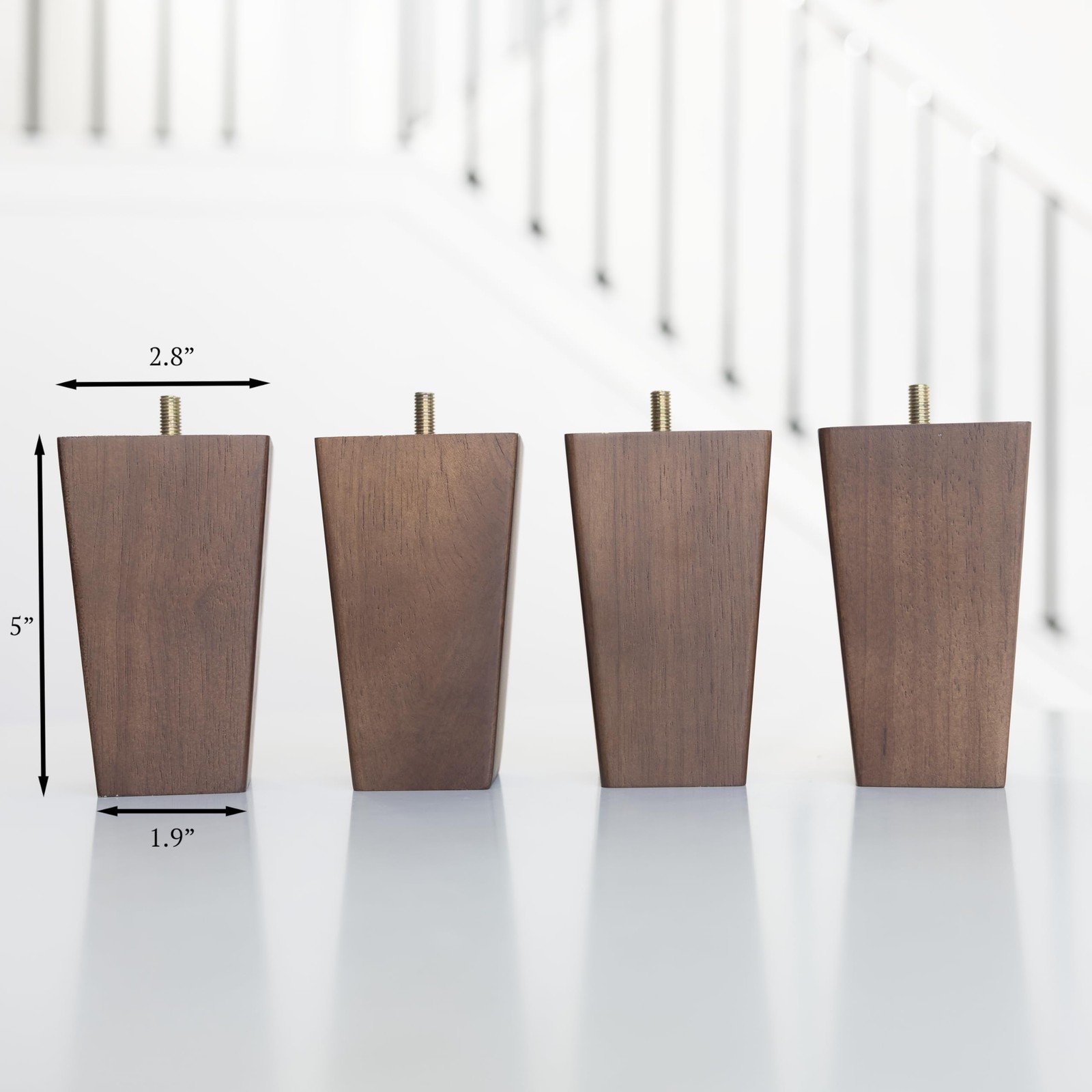 Premium Walnut Square Furniture Legs (Full Install Kit) - Pick Your Size and Col
