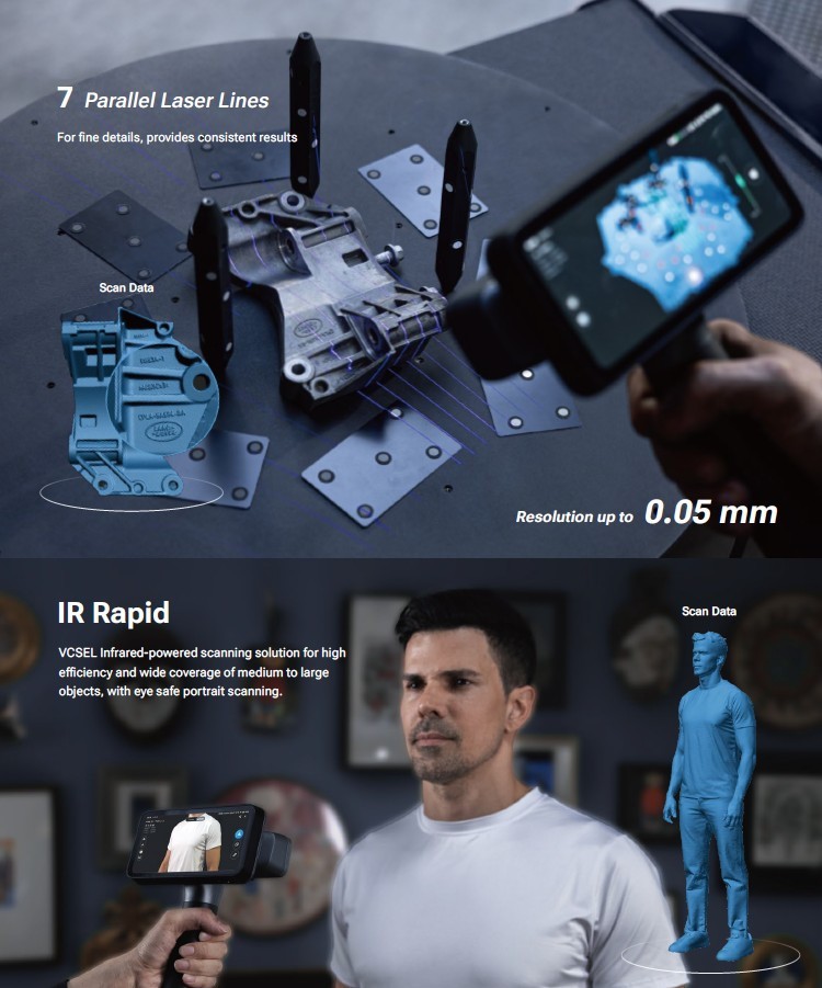 EinScan Rigil Wireless Handheld 3D Scanner 0.04mm Accuracy Laser + VCSEL IR NEW!