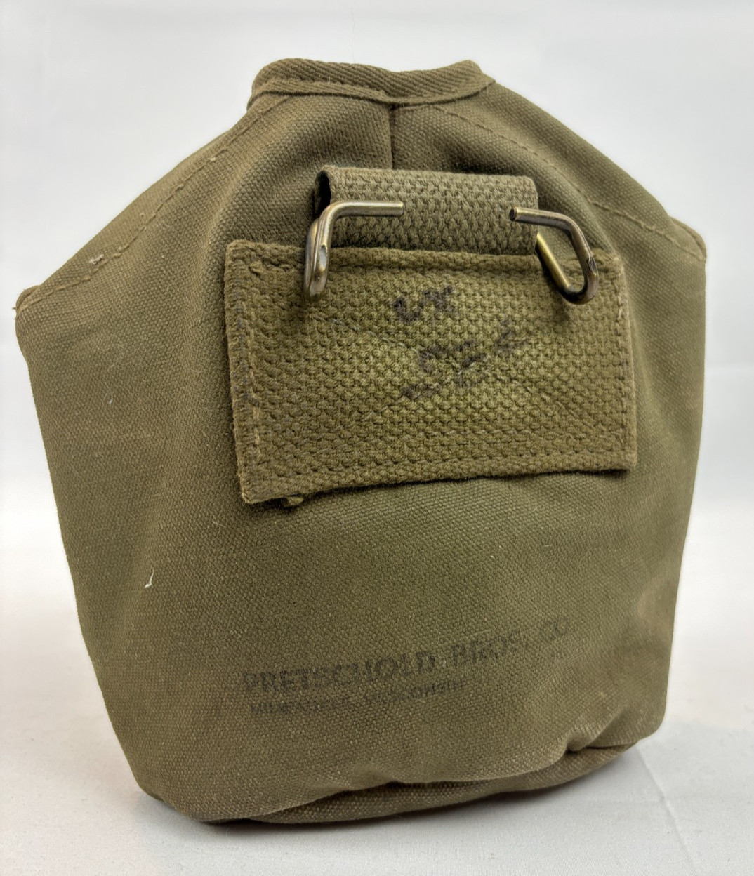 RARE ORIGINAL WWII U.S. Canteen Cover - PRETSCHOLD BROS. CO. 1945 Milwaukee, WI