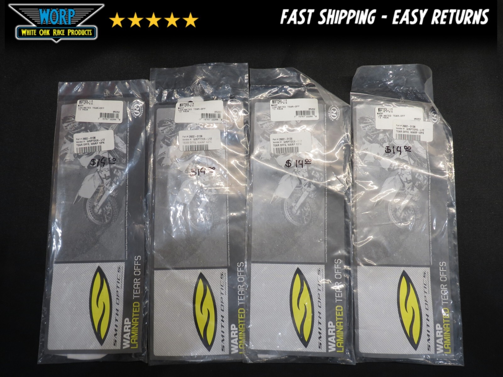 SMITH WARP WRPT0F6-L12 GOGGLES GOGGLE TEAR OFFS 4 PACKS OF 12