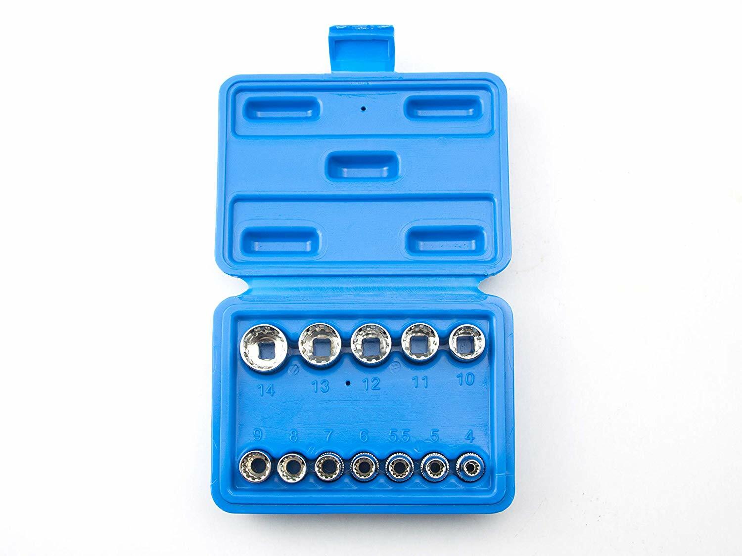 12 Pcs 1/4" DR. Penta-Metric Spline Socket Set Pro New Chrome Vanadium Steel HD