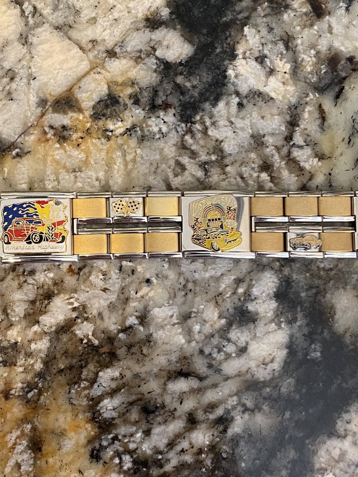 9mm & 18mm Red And Yellow Hot Rod Cars Racing Italian Charm Bracelet New