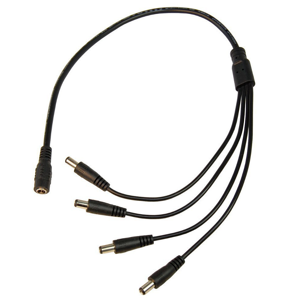 HQRP CCTV Security Camera 1 to 4 Port Power Splitter Cable Cord Pigtail Pigtails