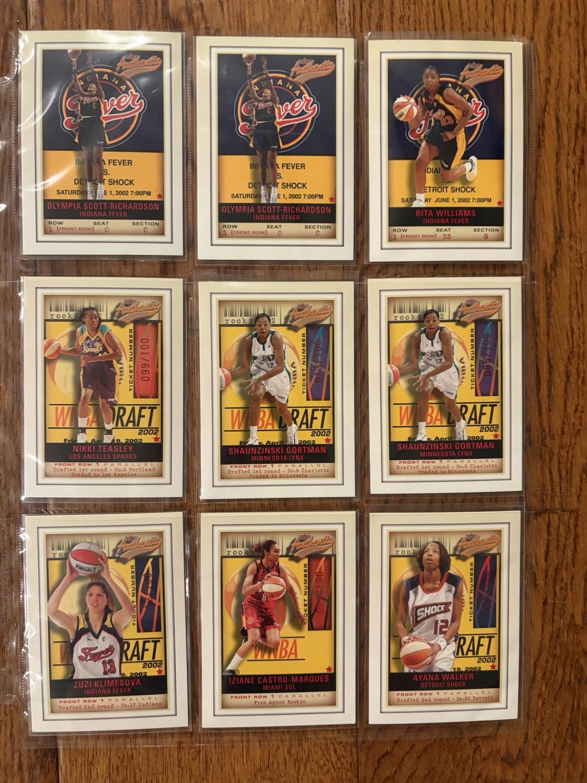 2002 Fleer Authentix Front Row #/100 WNBA • Sting Stars Sol Fire Shock