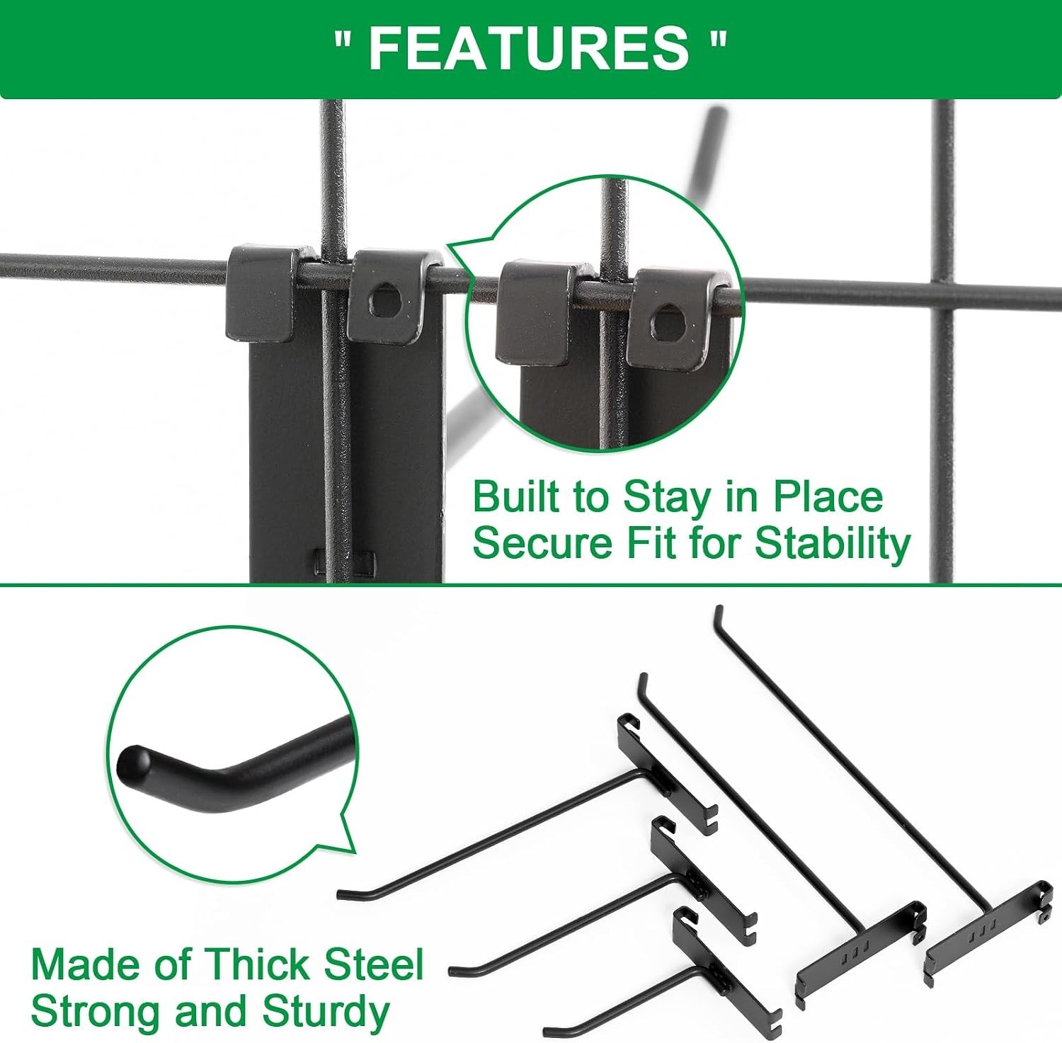 40-Pack 8-Inch Rust-Resistant Gridwall Hooks for Stylish Display Solutions