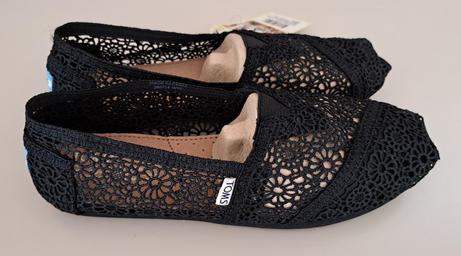 TOMS BLACK LACE ALPARGATA MOROCCAN CROCHETED SHOES NEW WITH TAG SIZE 10