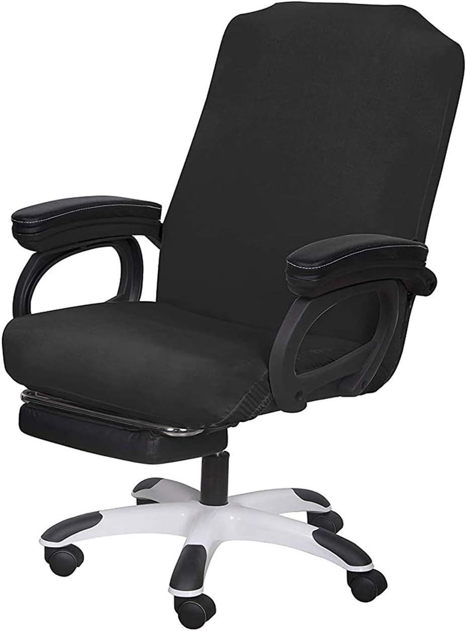 SARAFLORA Office Chair Cover- Large, Black- Removable Computer Cover for with Zi