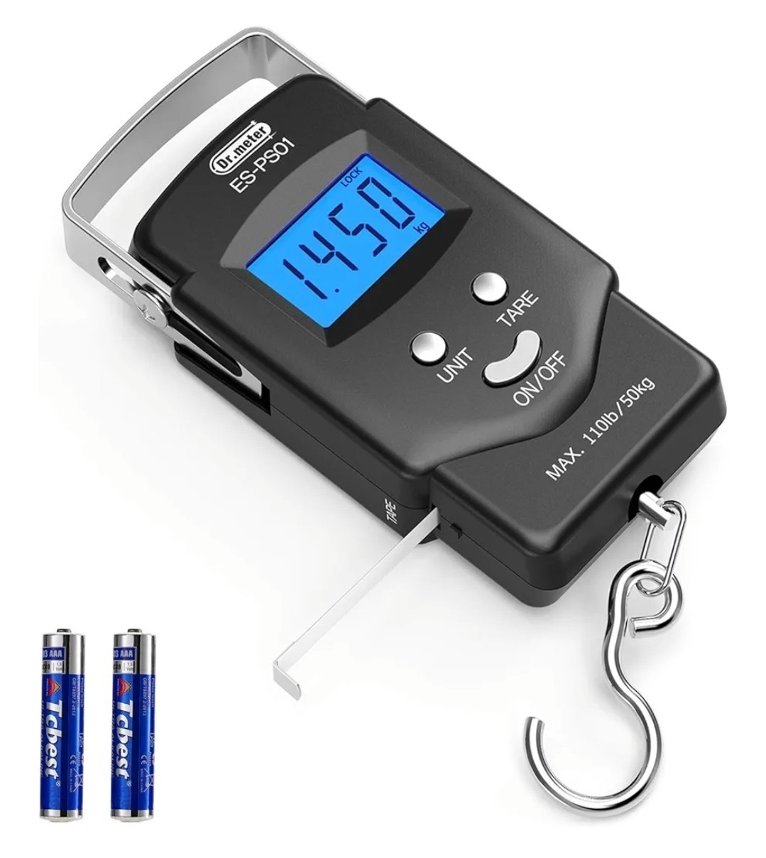 Dr.meter Fish Scale Luggage Scale - PS01 110lb/50kg Backlit LCD Display Digit