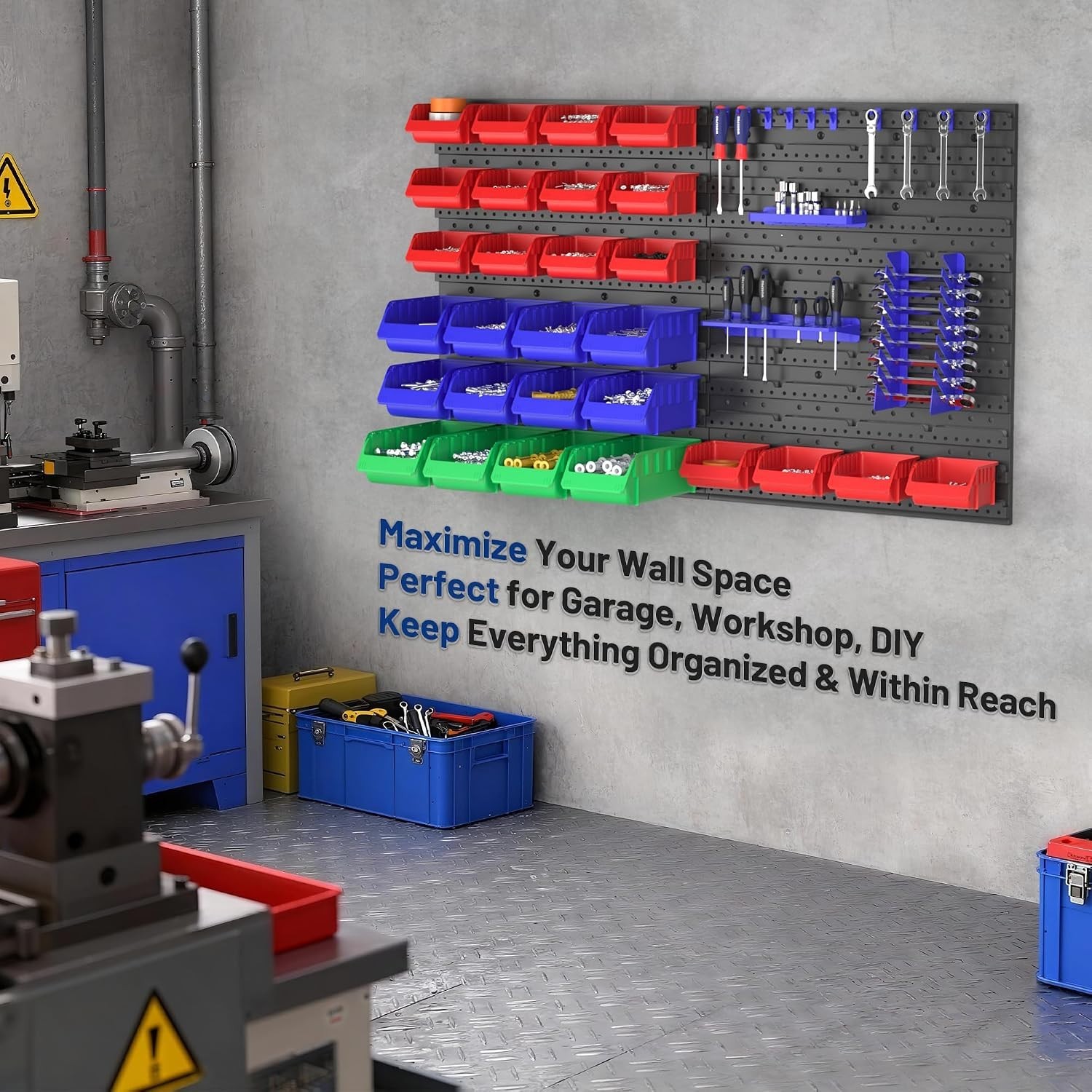 Versatile Pegboard Organizer: 44PC Tool Storage for Craft & Garage Spaces