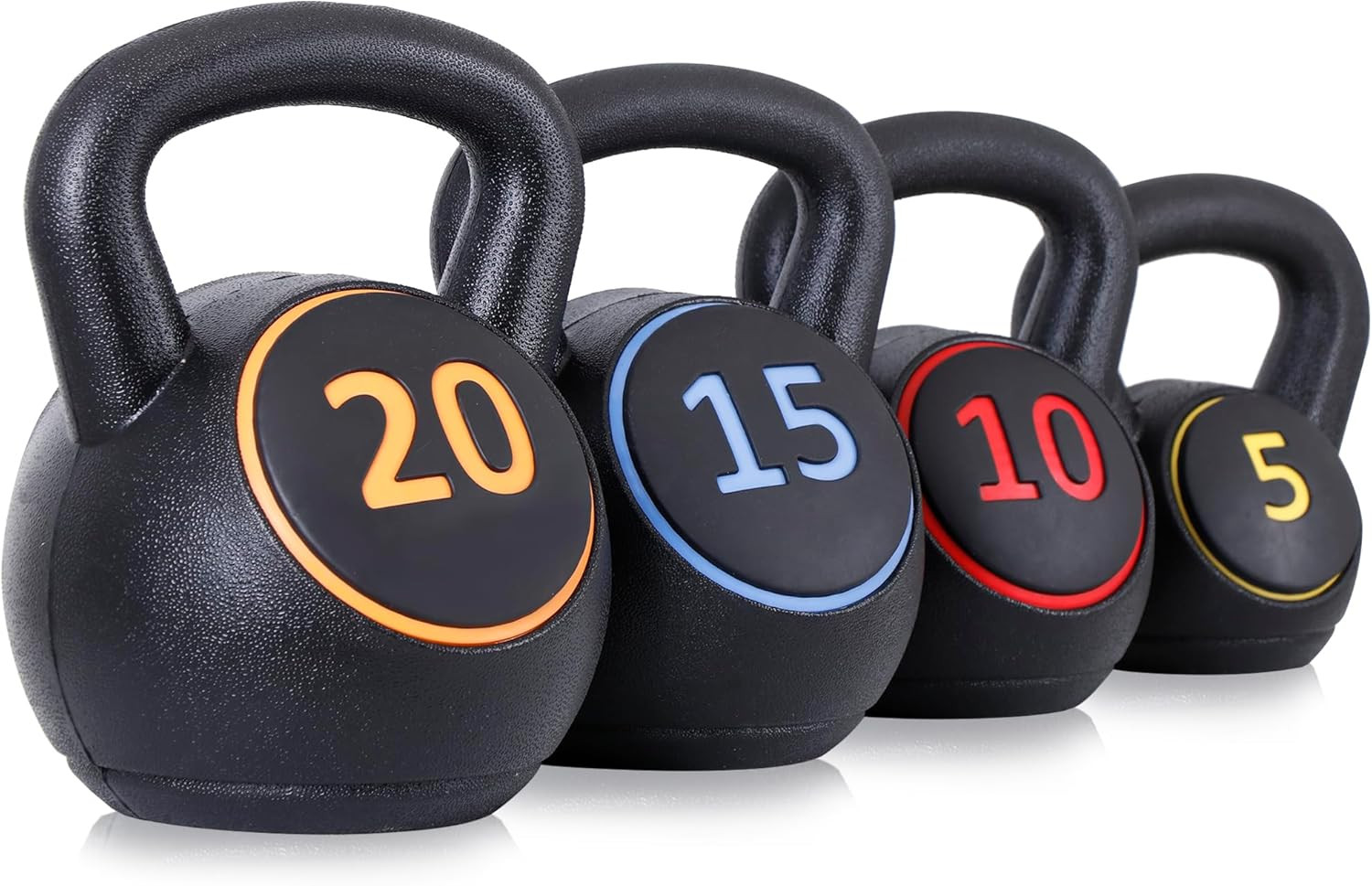 4-Piece Kettlebells Weights Set, Wide Grip Strength Training Soft Kettlebell, Ex