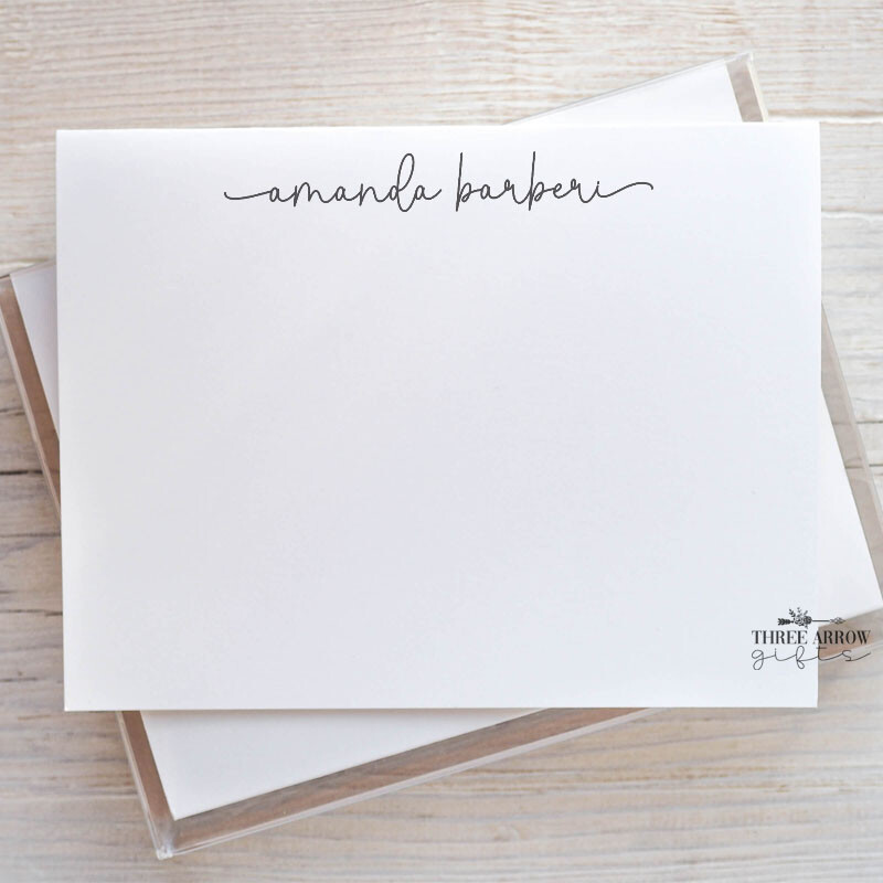 Personalized Script A2 Flat Blank Note Card Set of 12 w/Envelopes