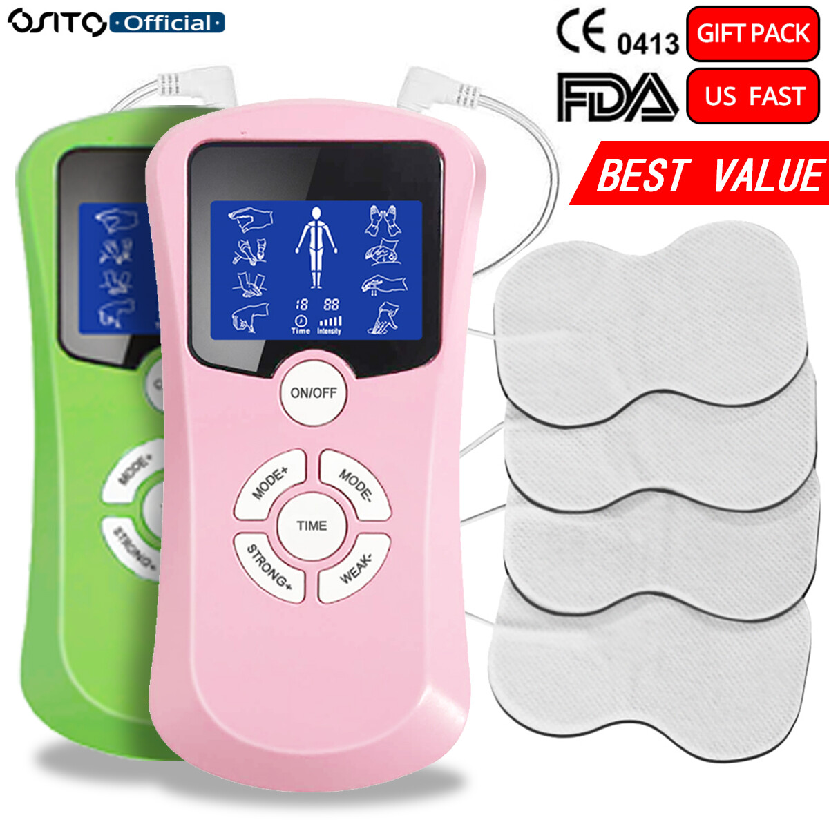 OSITO Tens Unit Electronic Pulse Massager Muscle Stimulator Therapy Pain Relief