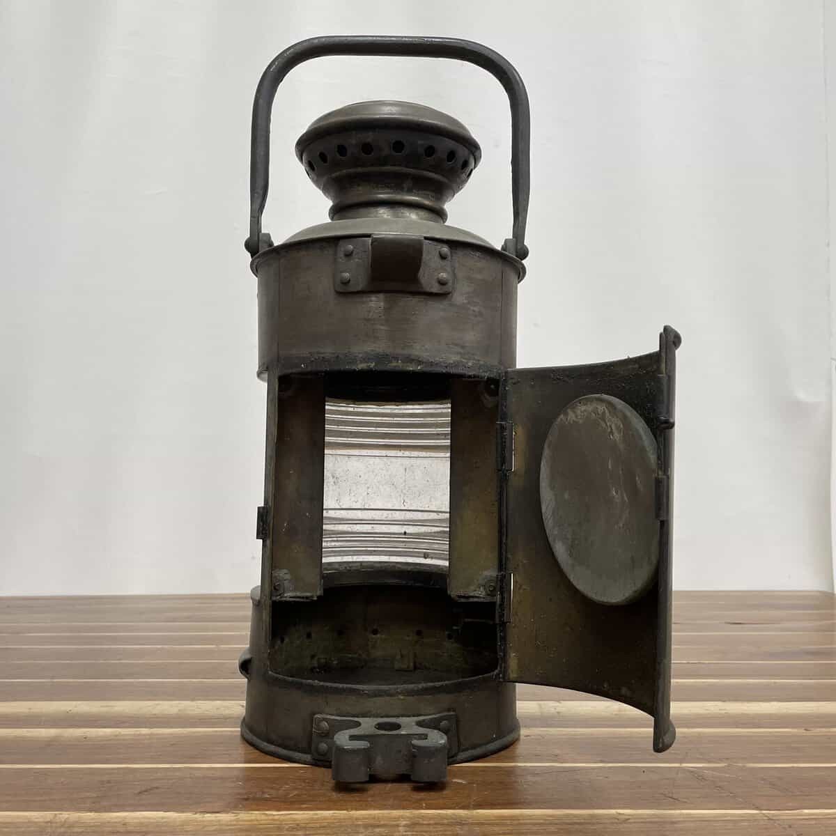 Vintage Maritime Brass Lantern with Hinged Door