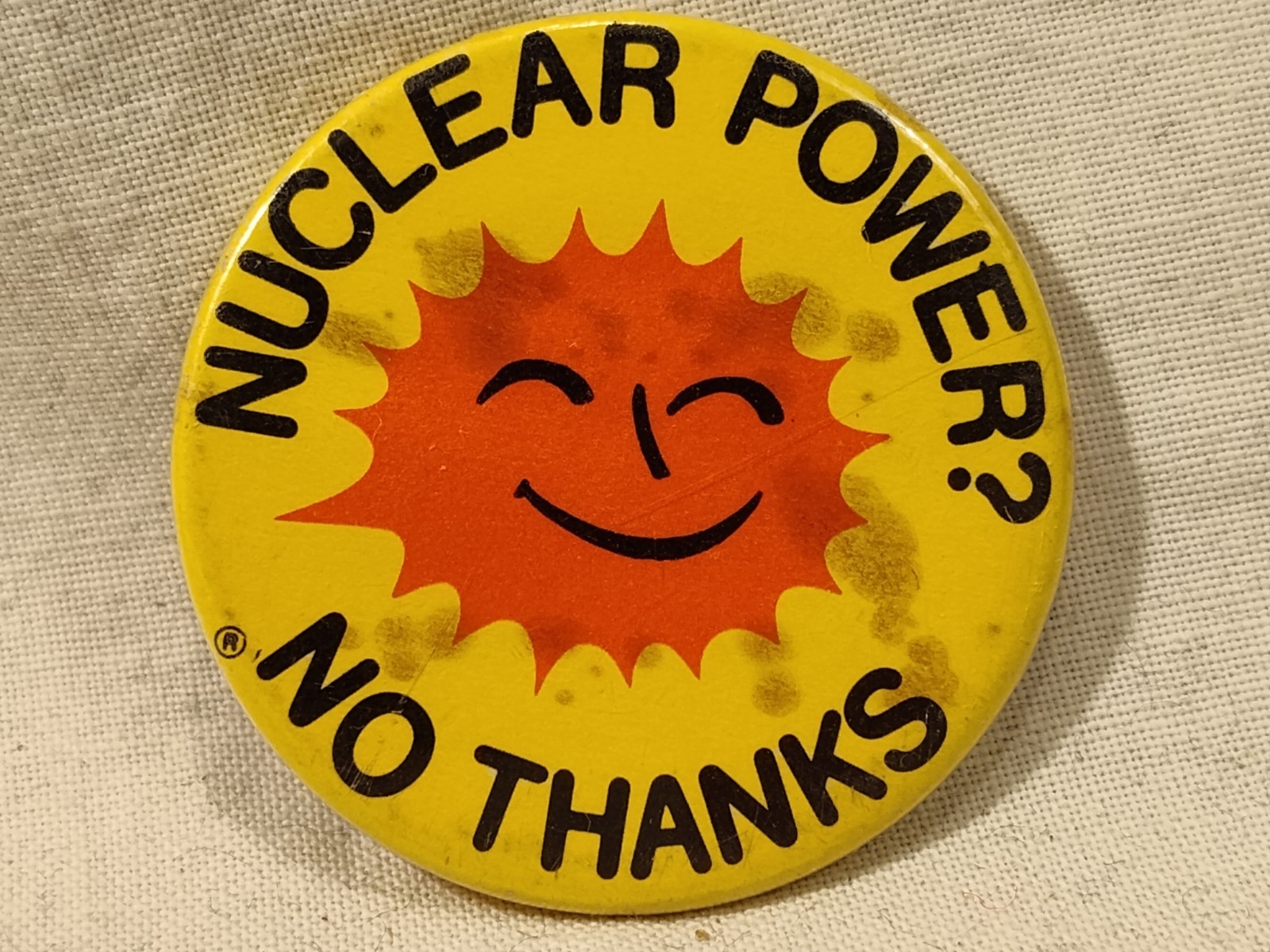 Vintage Campaign For No Nuclear Power Pinback Button 1980