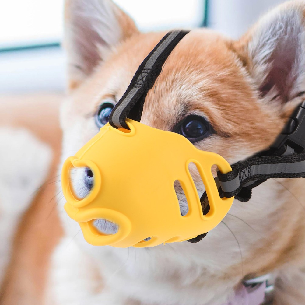2Pcs Reusable Small Dog Basket Muzzle Breathable Silicone Anti Chewing Guard