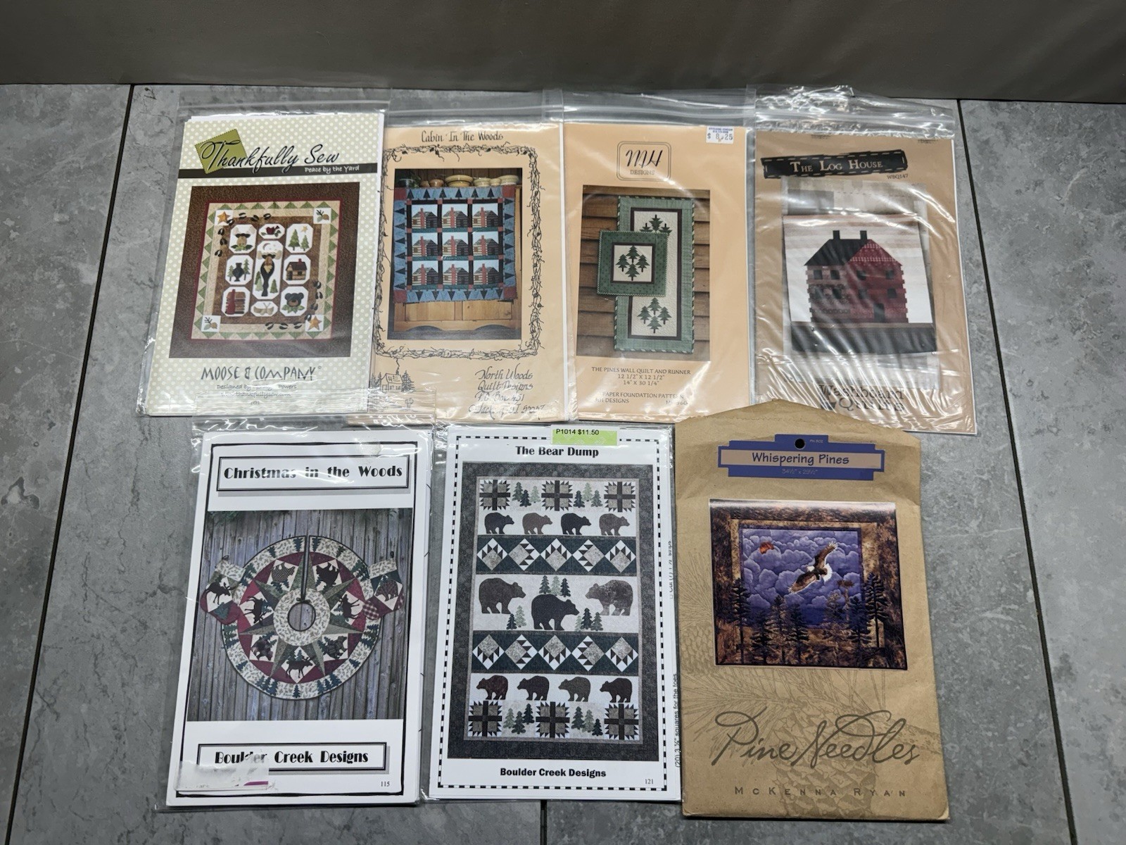 Lot Of 7 Rustic Cabin Outdoors Patchwork Quilt Template Sets Assorted Sizes