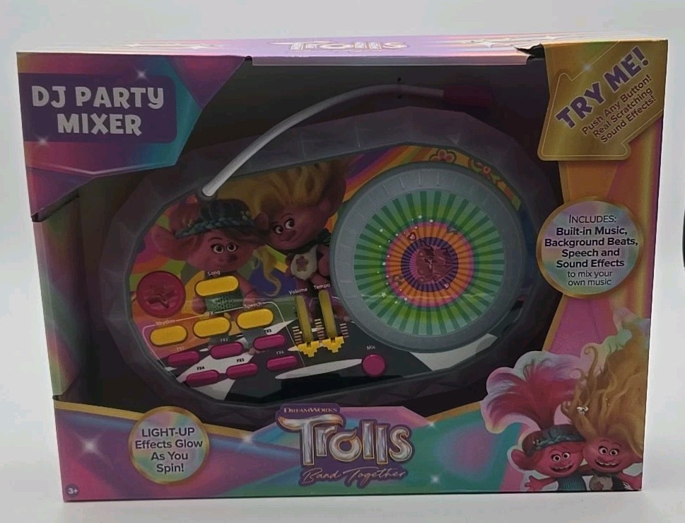 Trolls Band Together DJ Mixer Turntable Mic Lights Music Effects