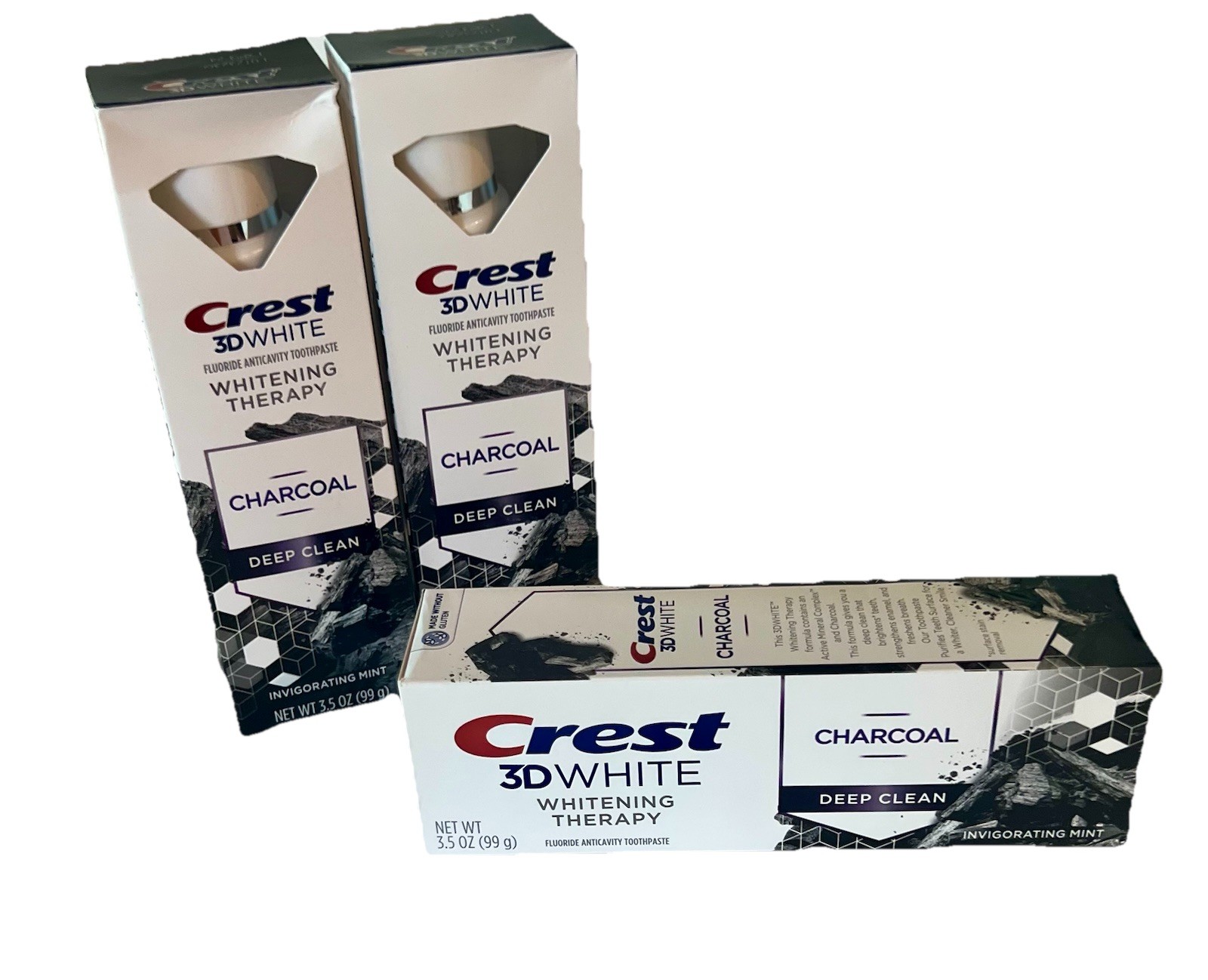 (3) Crest 3D Whitening Therapy Charcoal Toothpaste, Deep Clean 3.5 oz