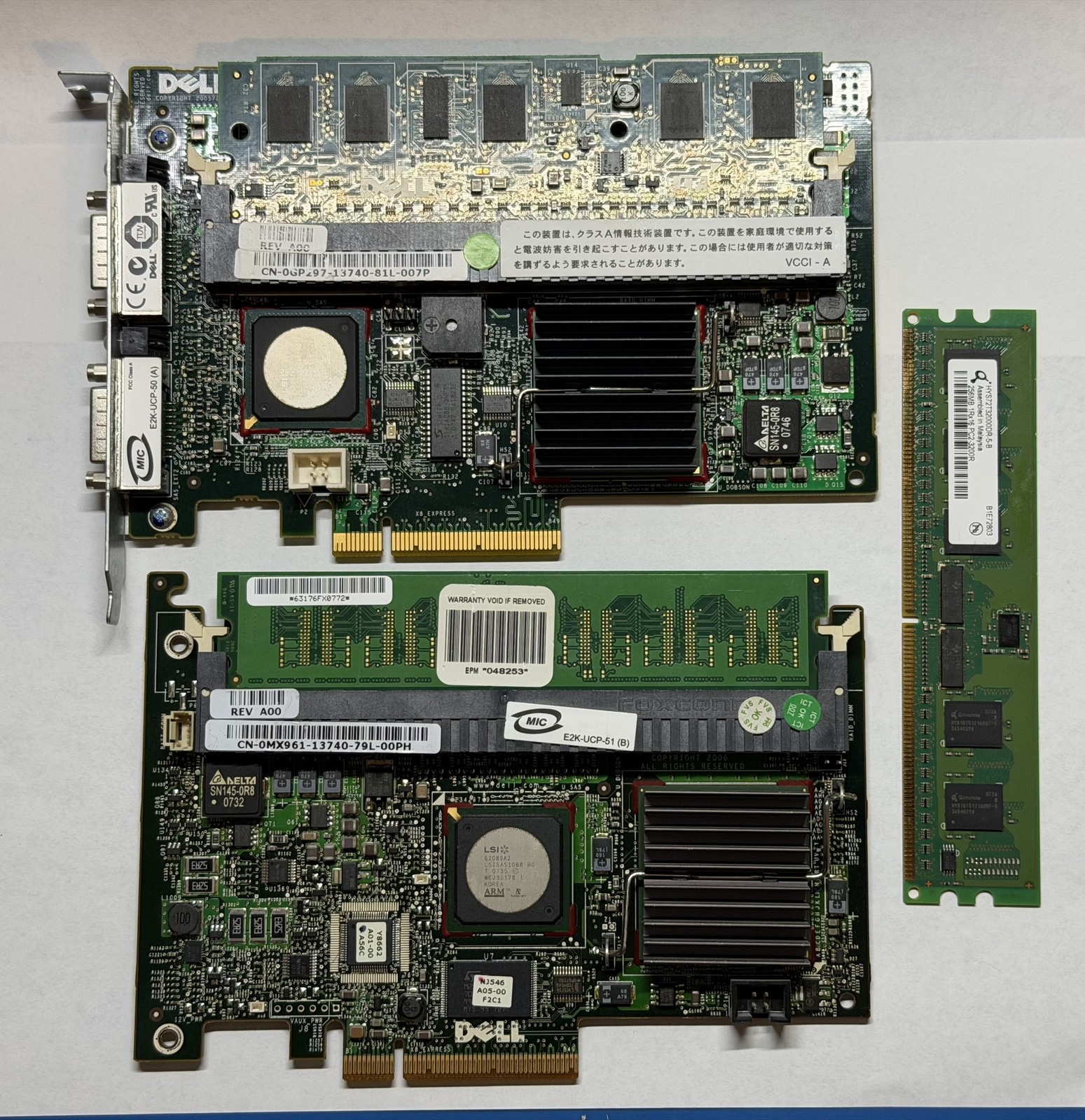 Dell PERC 5/i + 5/E SAS PCIe RAID Controller Lot of 2 + 3x 256MB Cache TESTED