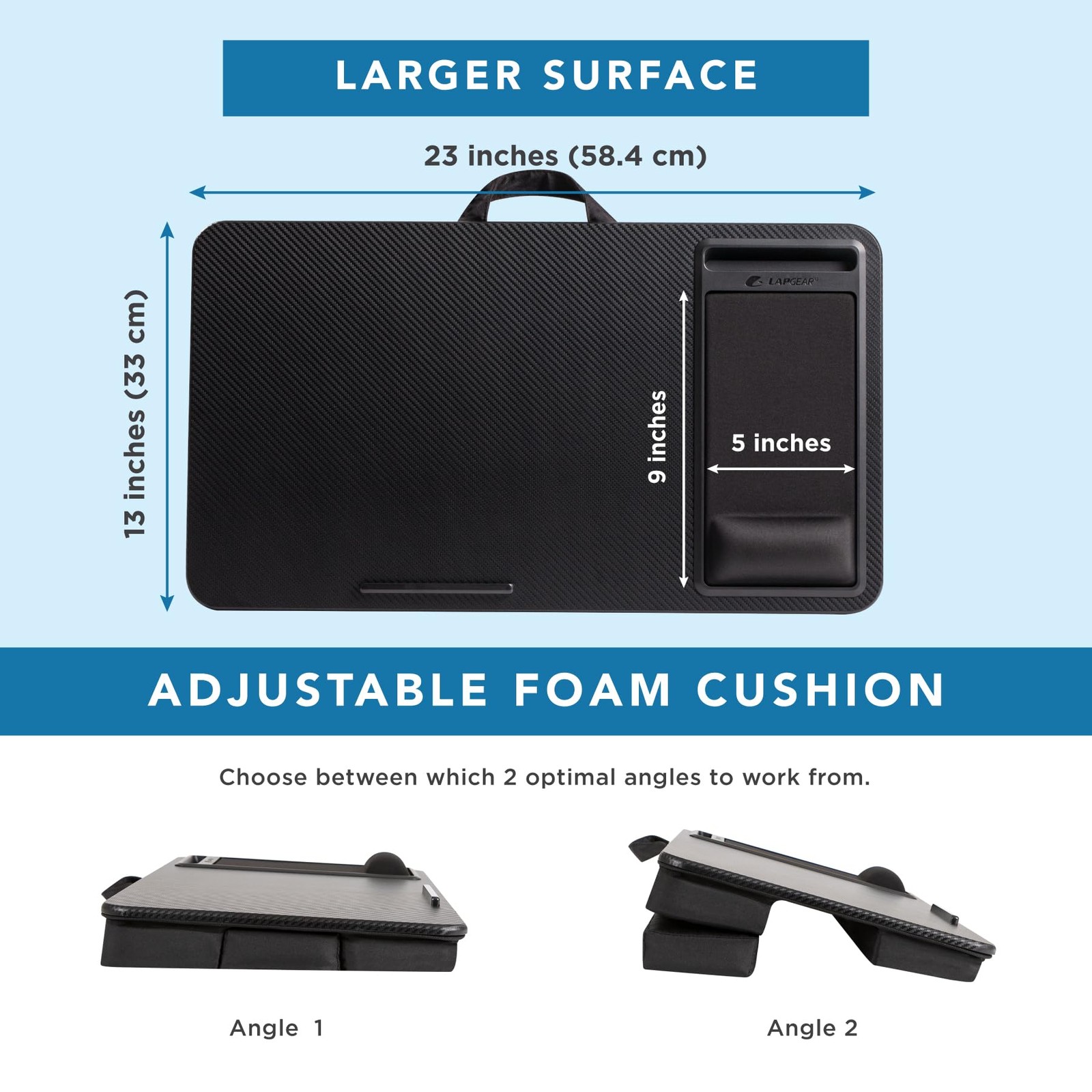 Extra Large Adjustable Lap Desk – Fits Laptops up to 17.3”, Adjustable Cushio...