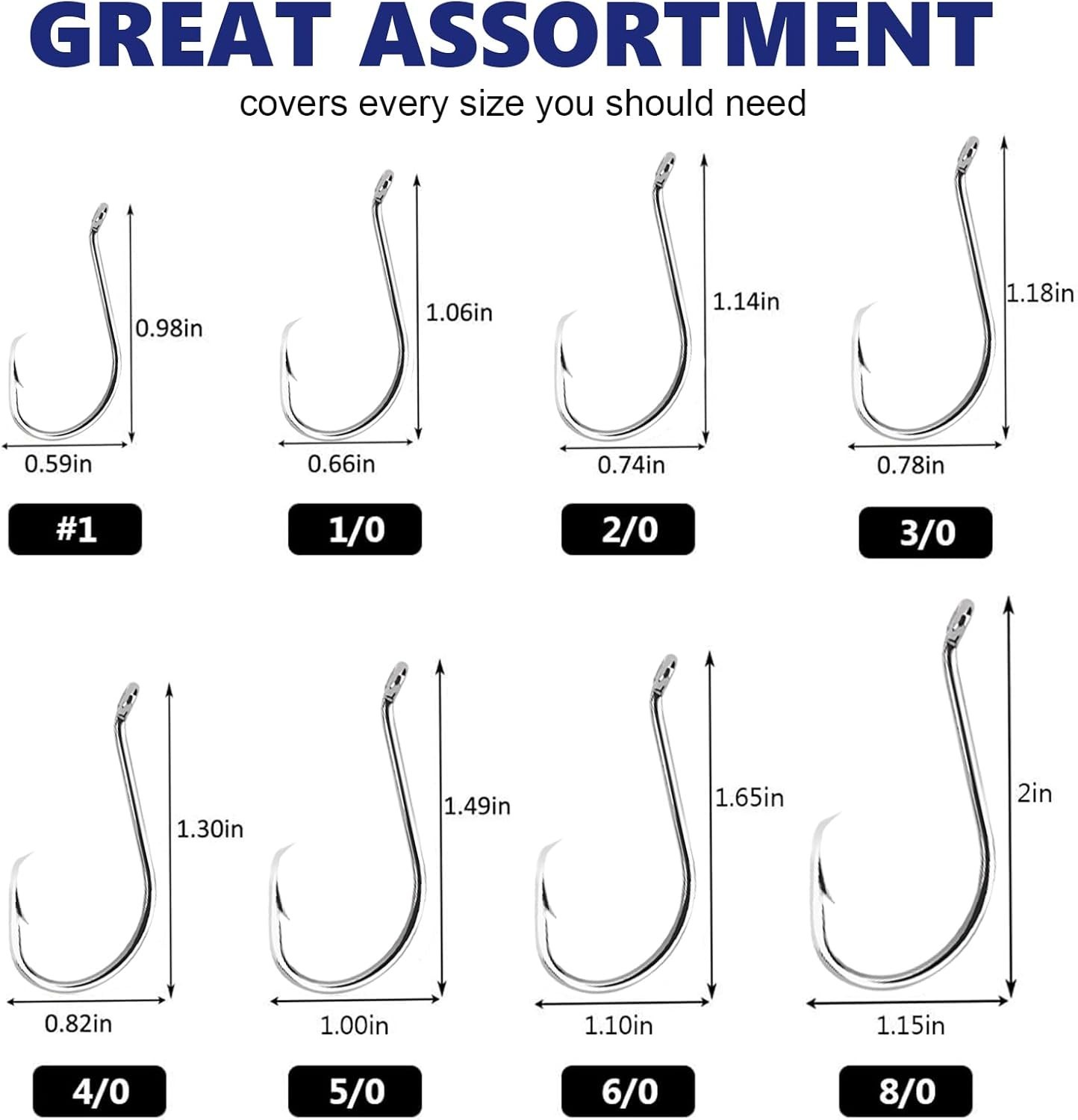 Circle Hooks Fishing Hooks 2X Strong Offset Circle Hooks Saltwater Black High Ca