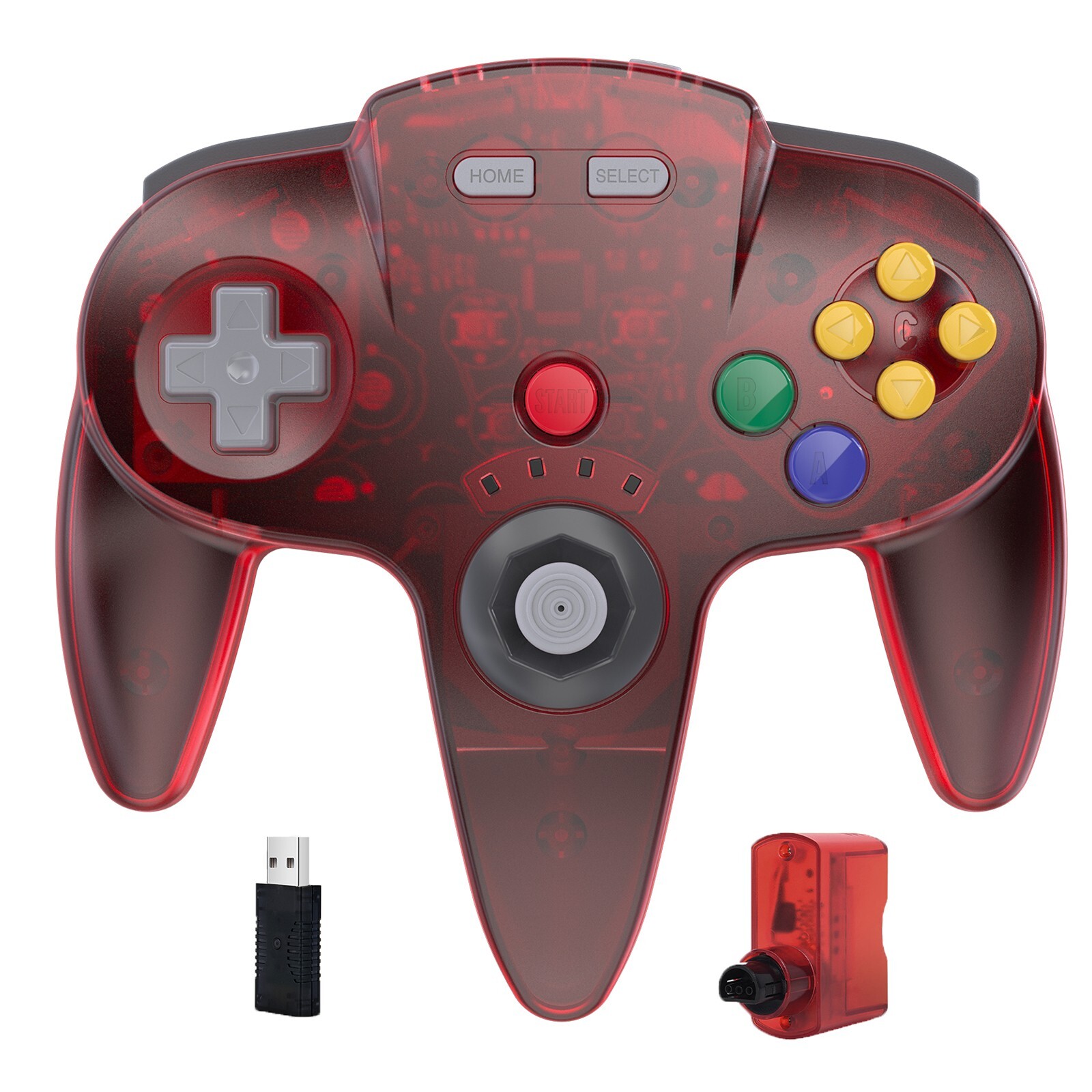 Wireless N64 Controller Gamepad & Adapter with Rumble Pak for Nintendo 64 System