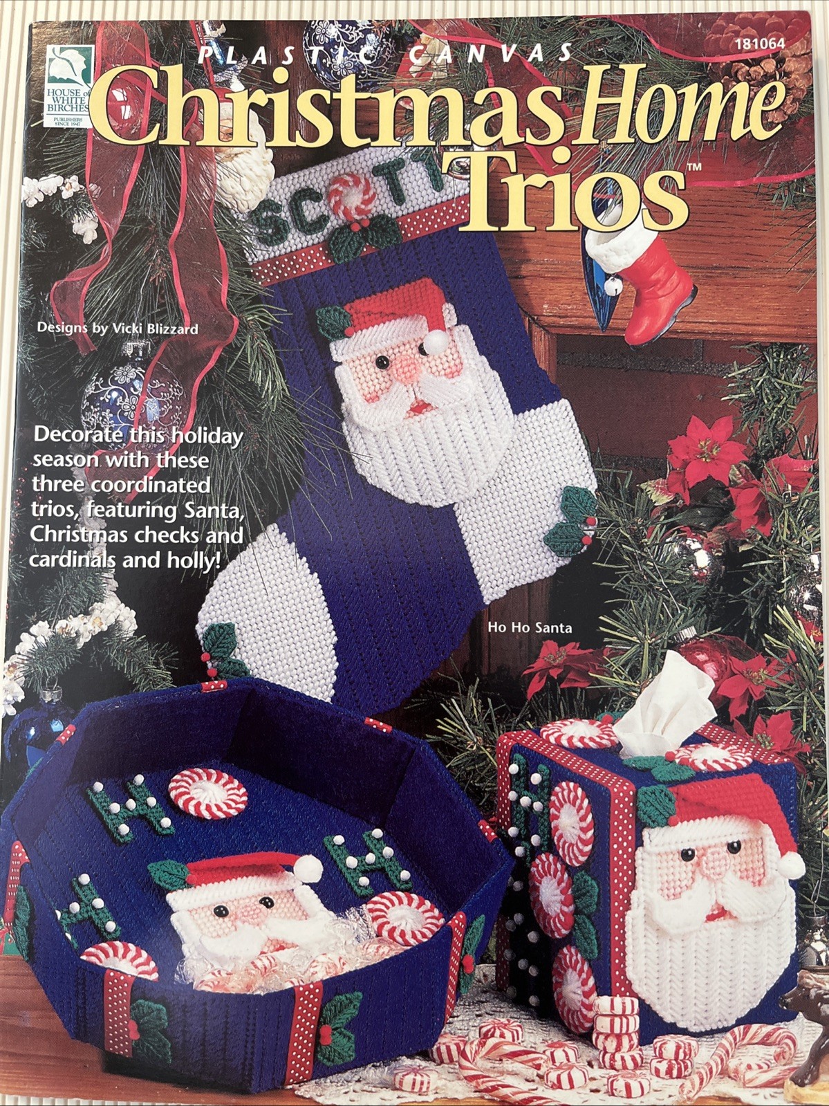 House White birches 181064 CHRISTMAS HOME TRIOs plastic canvas 16pg booklet 1998