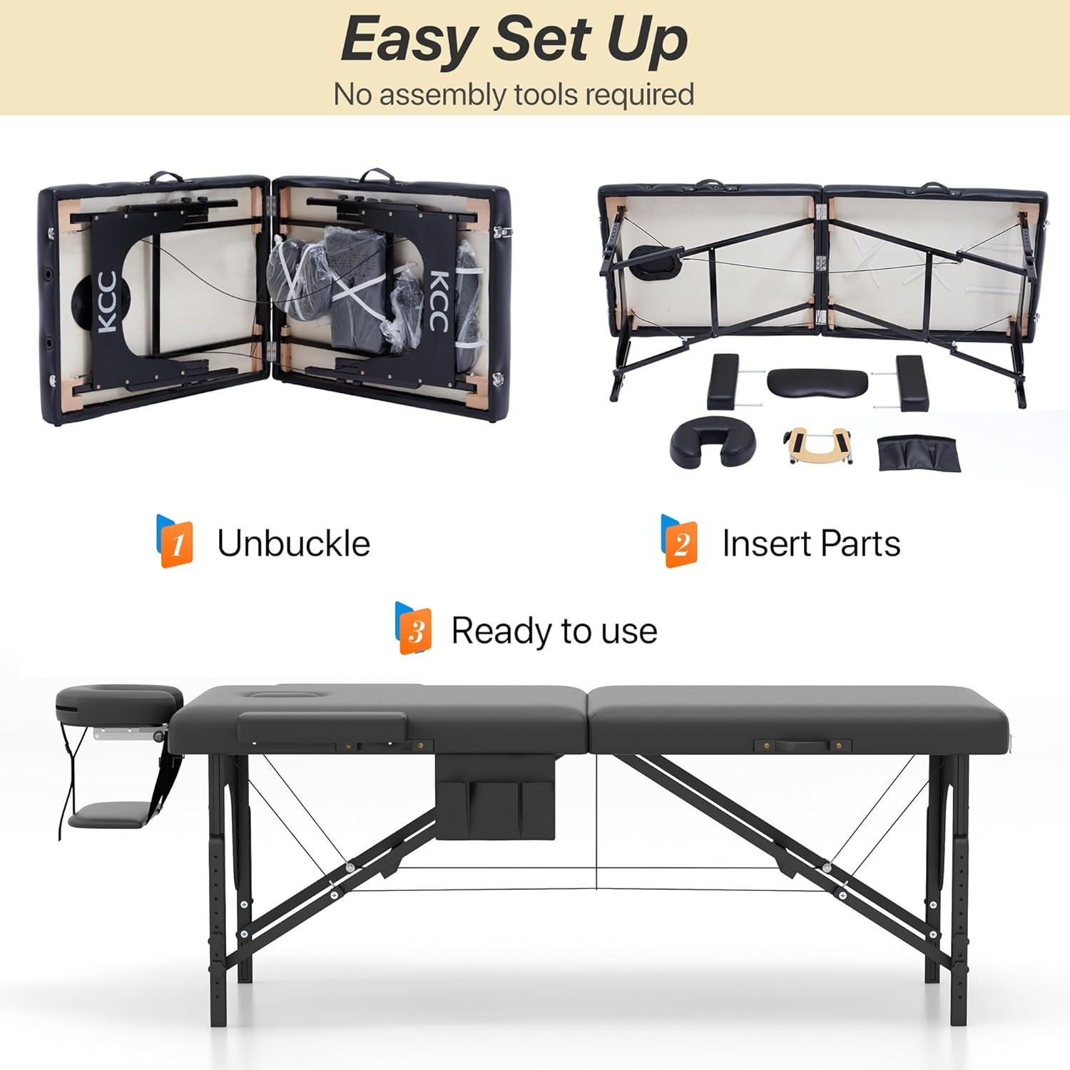 Comfortable & Portable 84" Memory Foam Massage Table with Accessories Included