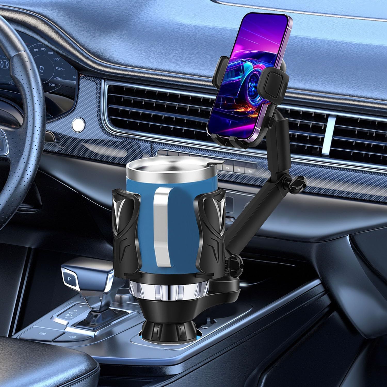Phone Holders Adjustable Car Cup Holder Expander 360° Rotation 10-46 oz bottles
