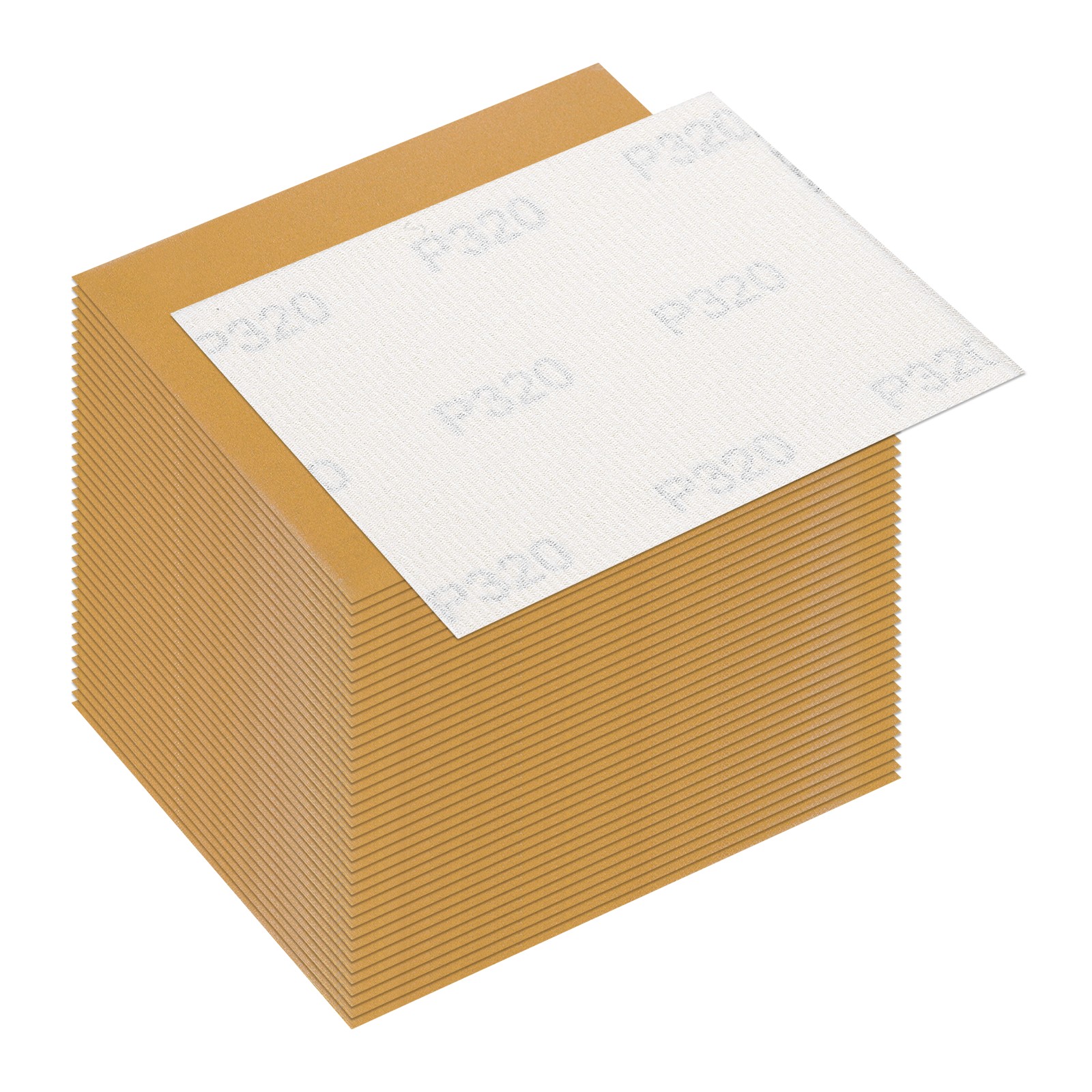 40 Pcs 320 Grit Dry Sandpapers, 4.5 x 5.5 Inch Sand Papers, Gold