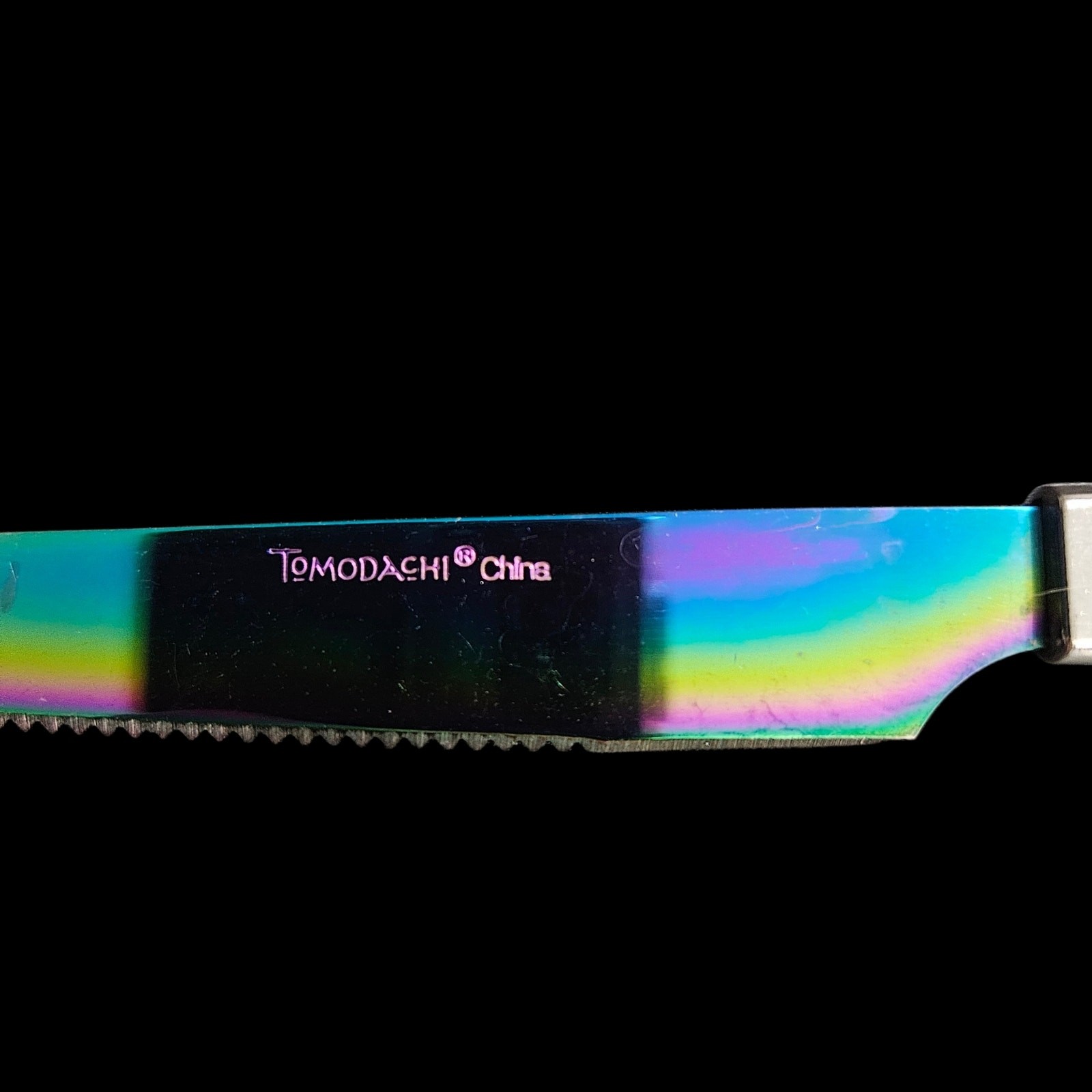 Tomodachi Rainbow Titanium Flatware Set Black Handle 4pc