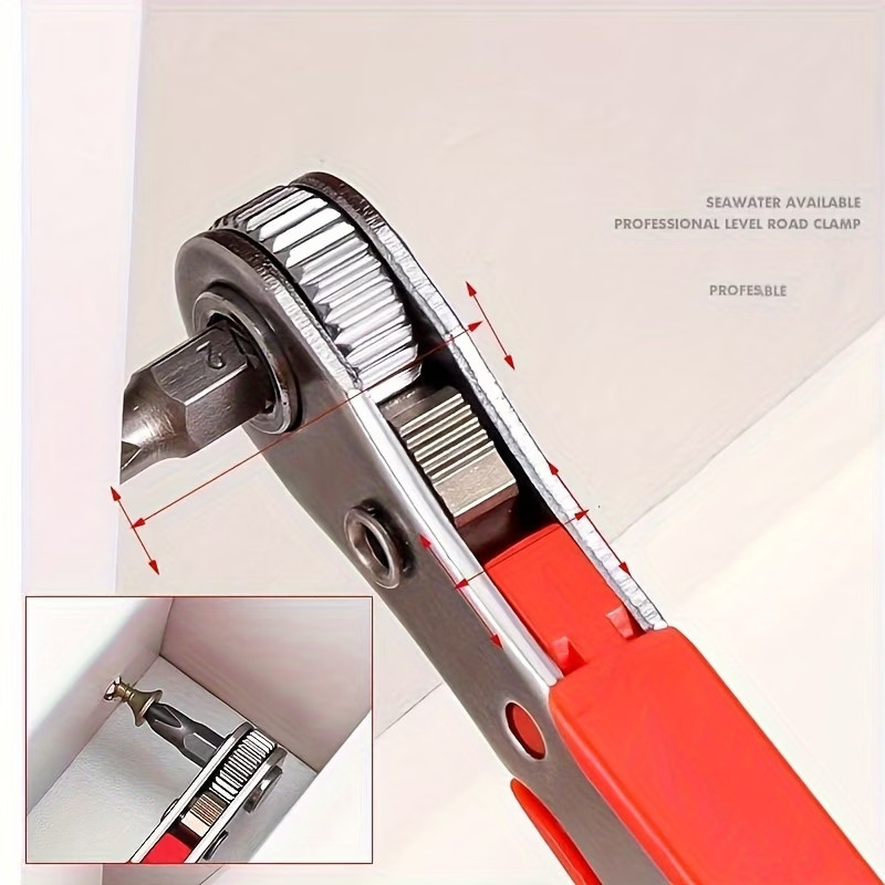 Ratcheting Right Angle Screwdriver Hex Drive 90 Degree Offset + 10pc Bits Set US